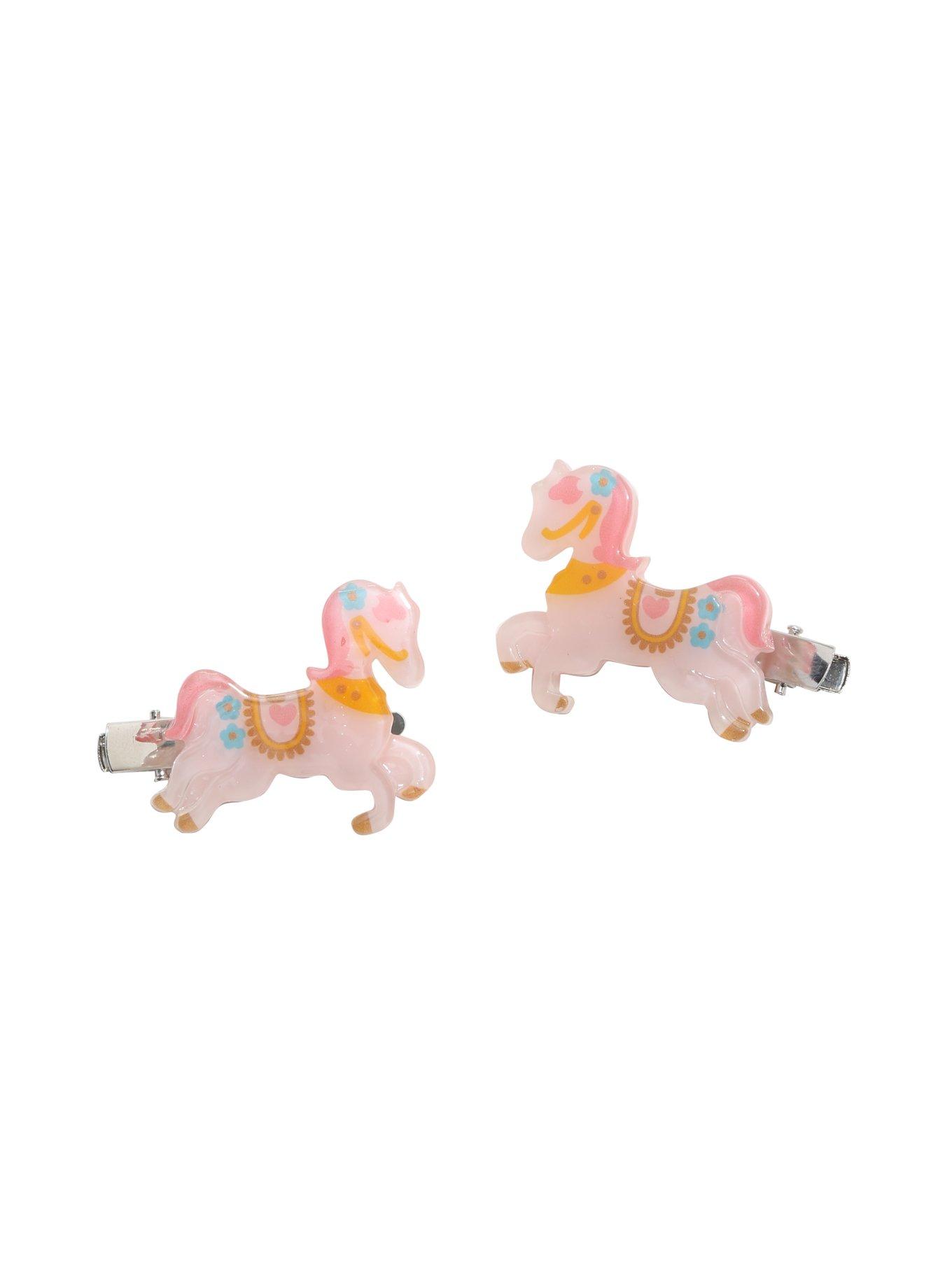 Blackheart Carousel Horses Hair Clip Set, , hi-res