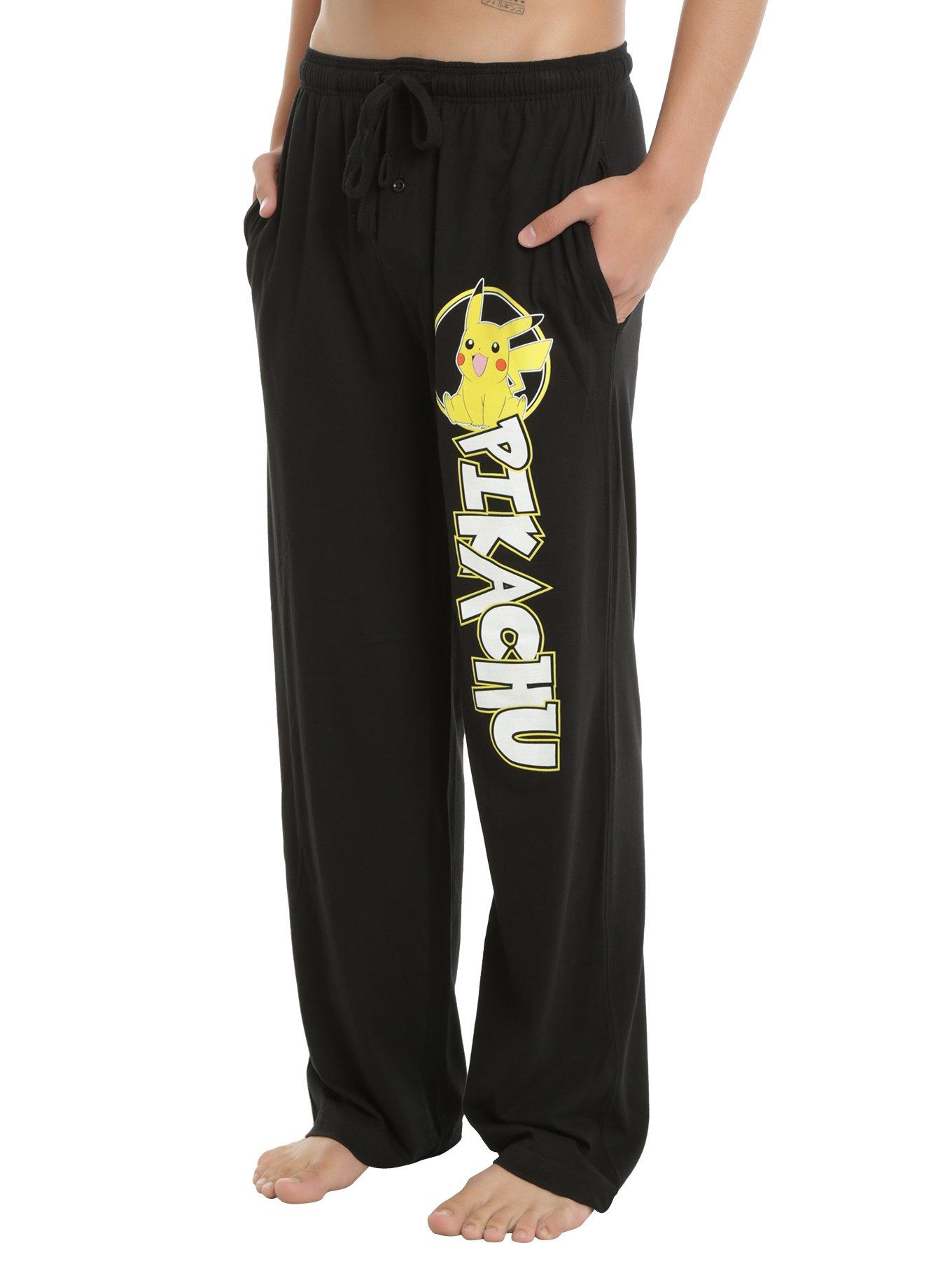 Pokemon Pikachu Logo Guys Pajama Pants, BLACK, hi-res