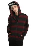 XXX RUDE Burgundy Striped French Terry Hoodie, BLACK, hi-res
