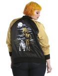 Her Universe Star Wars C-3PO R2-D2 Embroidered Girls Satin Souvenir Jacket Plus Size, BLACK, hi-res