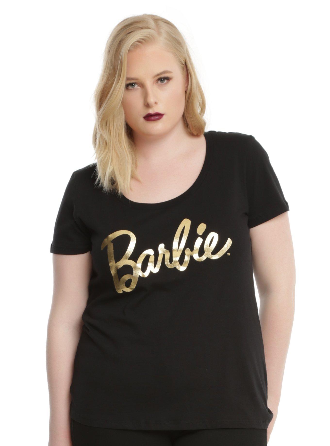Barbie Gold Logo Girls T-Shirt Plus Size, BLACK, hi-res
