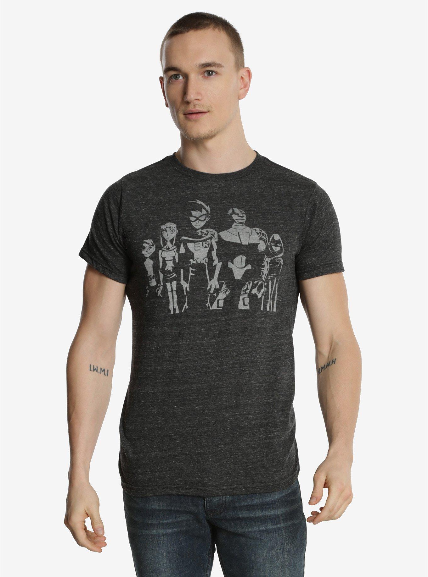 DC Comics Teen Titans Black And White Simple T-Shirt, BLACK, hi-res