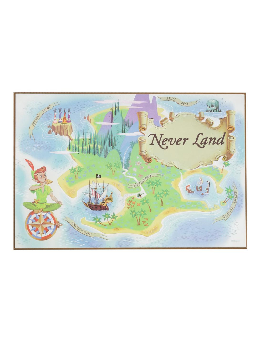 Disney Peter Pan Never Land Map Wood Wall Art, , hi-res
