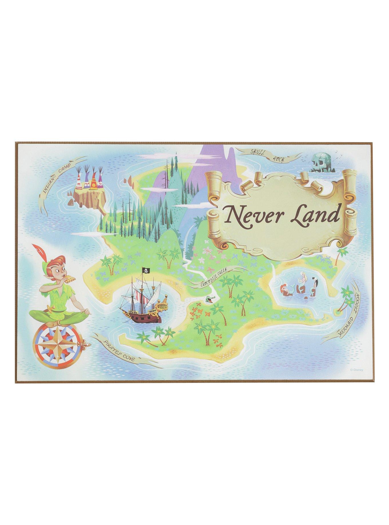 Disney Peter Pan Never Land Map Wood Wall Art, , hi-res