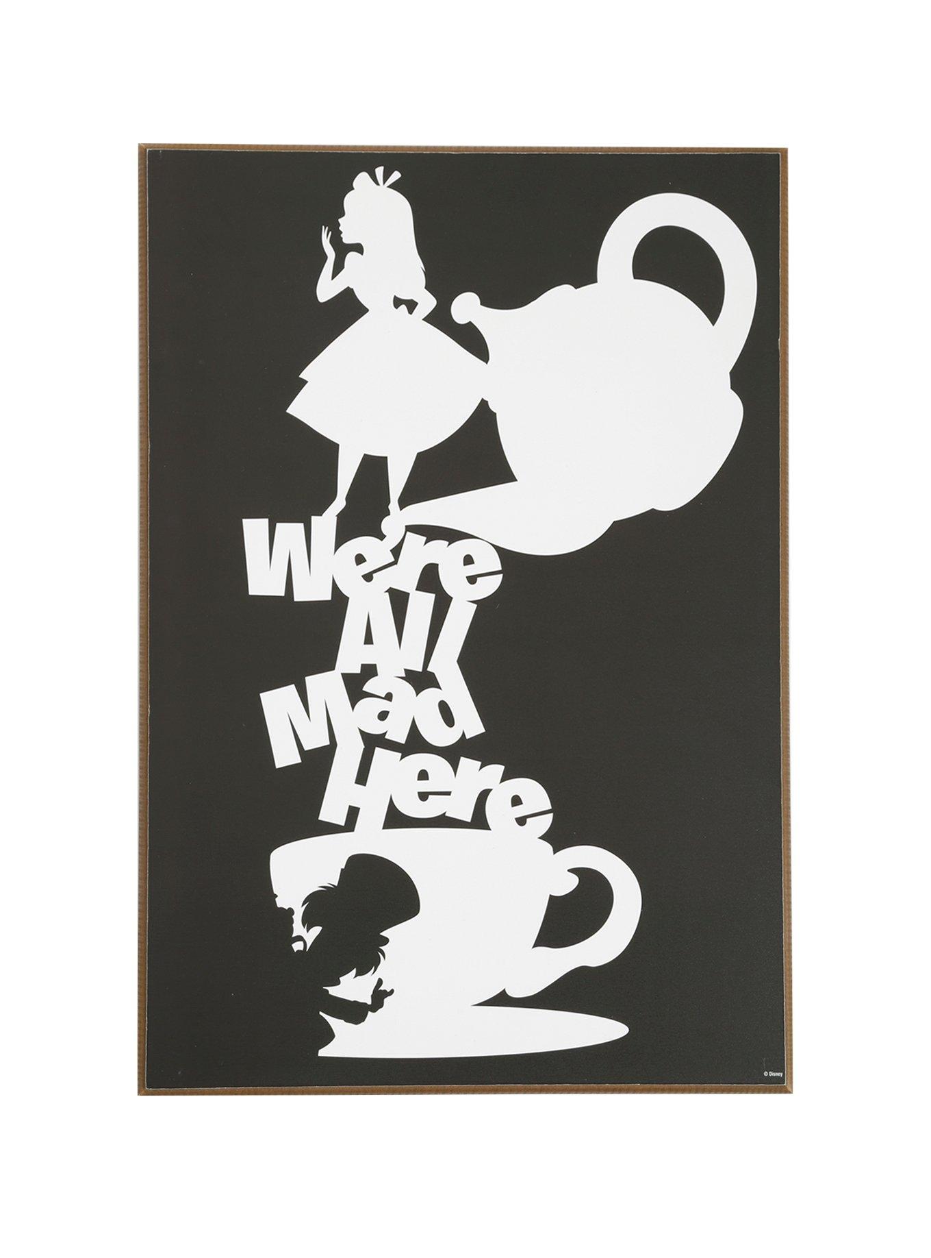 Disney Alice In Wonderland We're All Made Here Silhouette Wood Wall Art, , hi-res