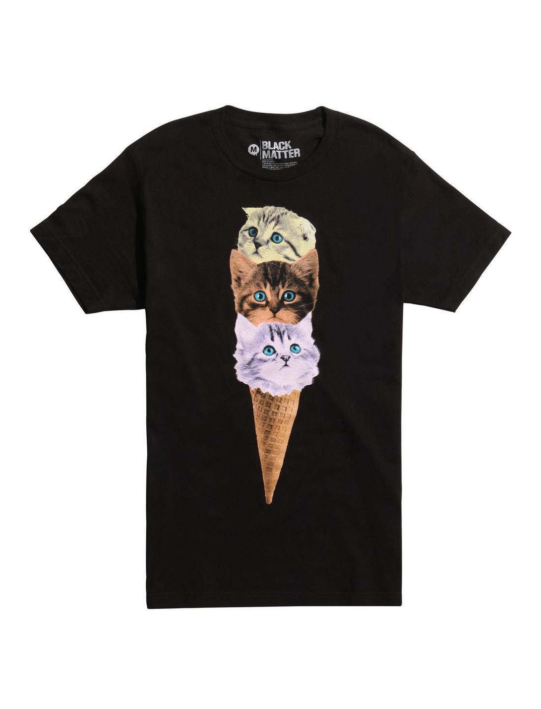 Cat Ice Cream Cone T-Shirt, BLACK, hi-res