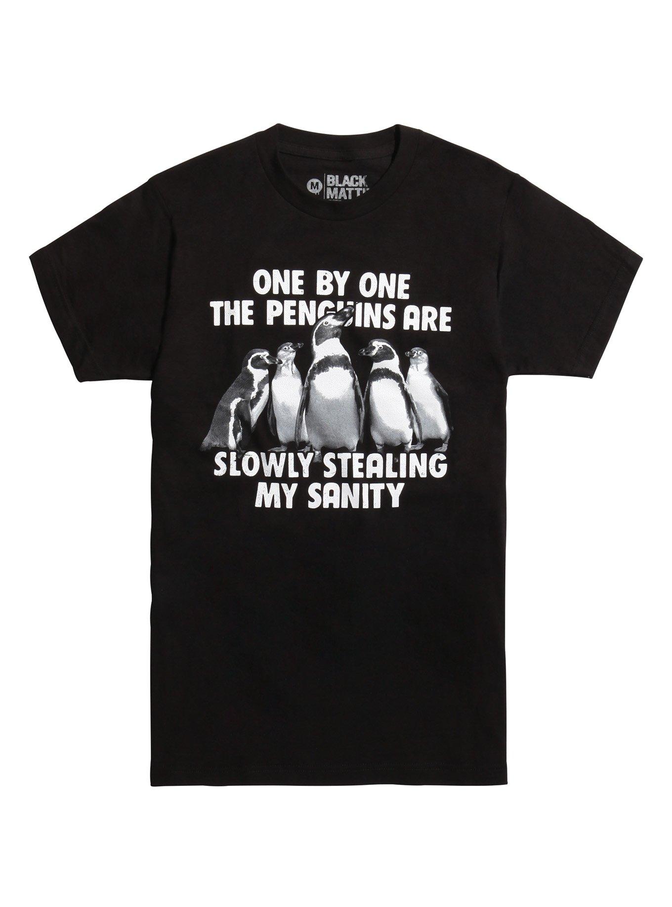 Penguins Stealing My Sanity T-Shirt, BLACK, hi-res