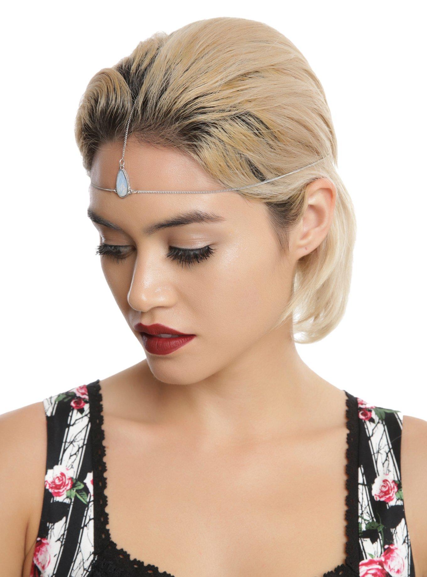 White Teardrop Stone Head Chain, , hi-res