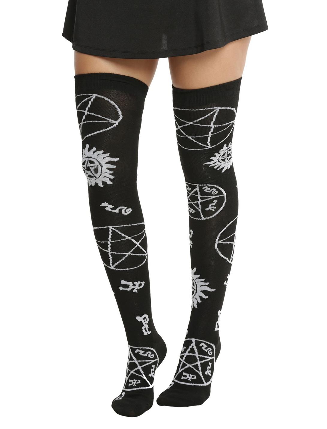 Supernatural Symbols Thigh-High Socks, , hi-res