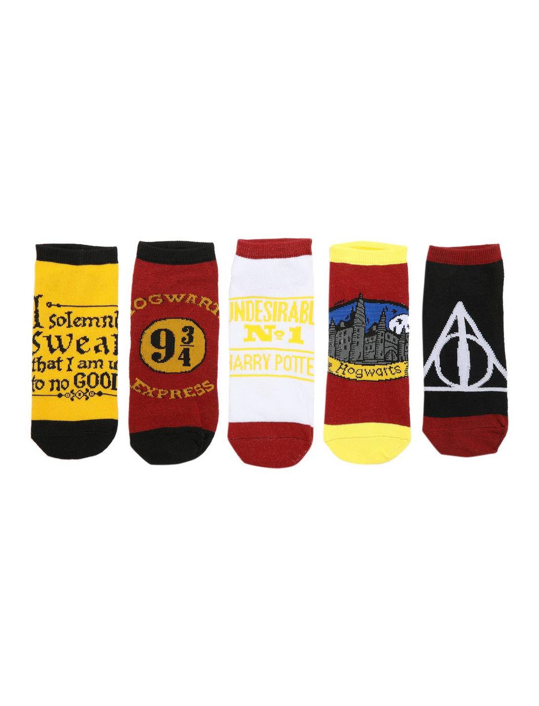 Harry Potter Solemnly Swear No-Show Socks 5 Pair, , hi-res