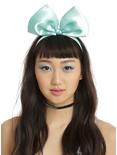 Blackheart Large Mint Satin Bow Headband, , hi-res