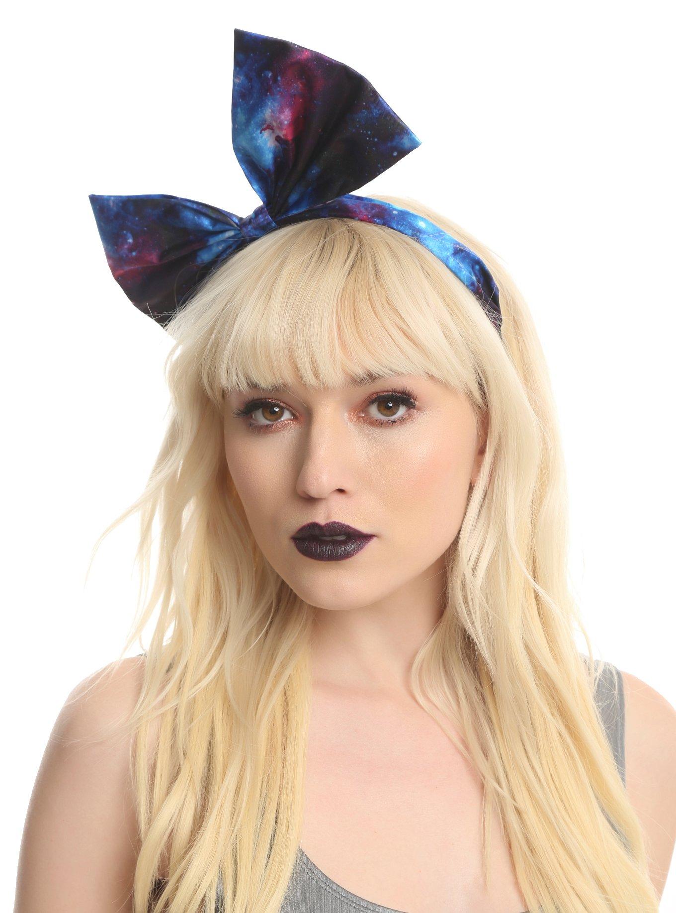 Large Galaxy Print Bow Headband, , hi-res