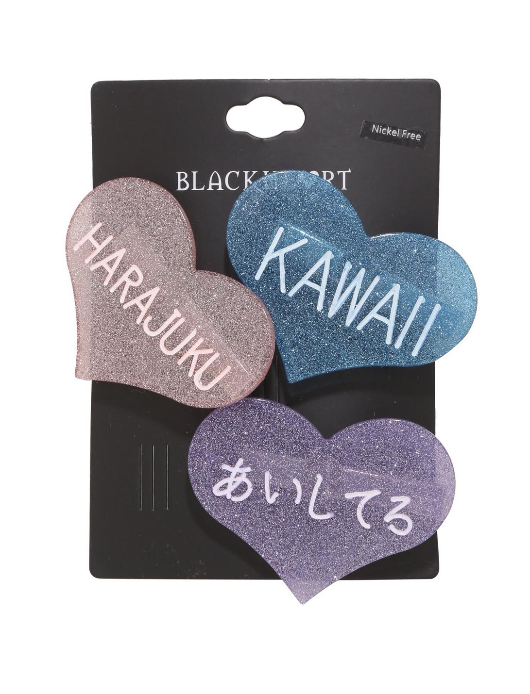 Blackheart Kawaii Hearts Hair Clip Set, , hi-res