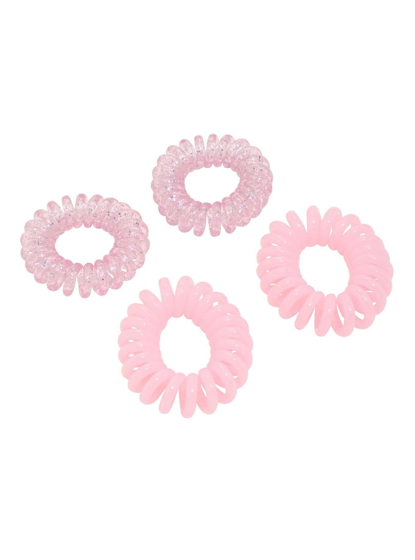 Blackheart Pink Spiral Hair Tie Set, , hi-res