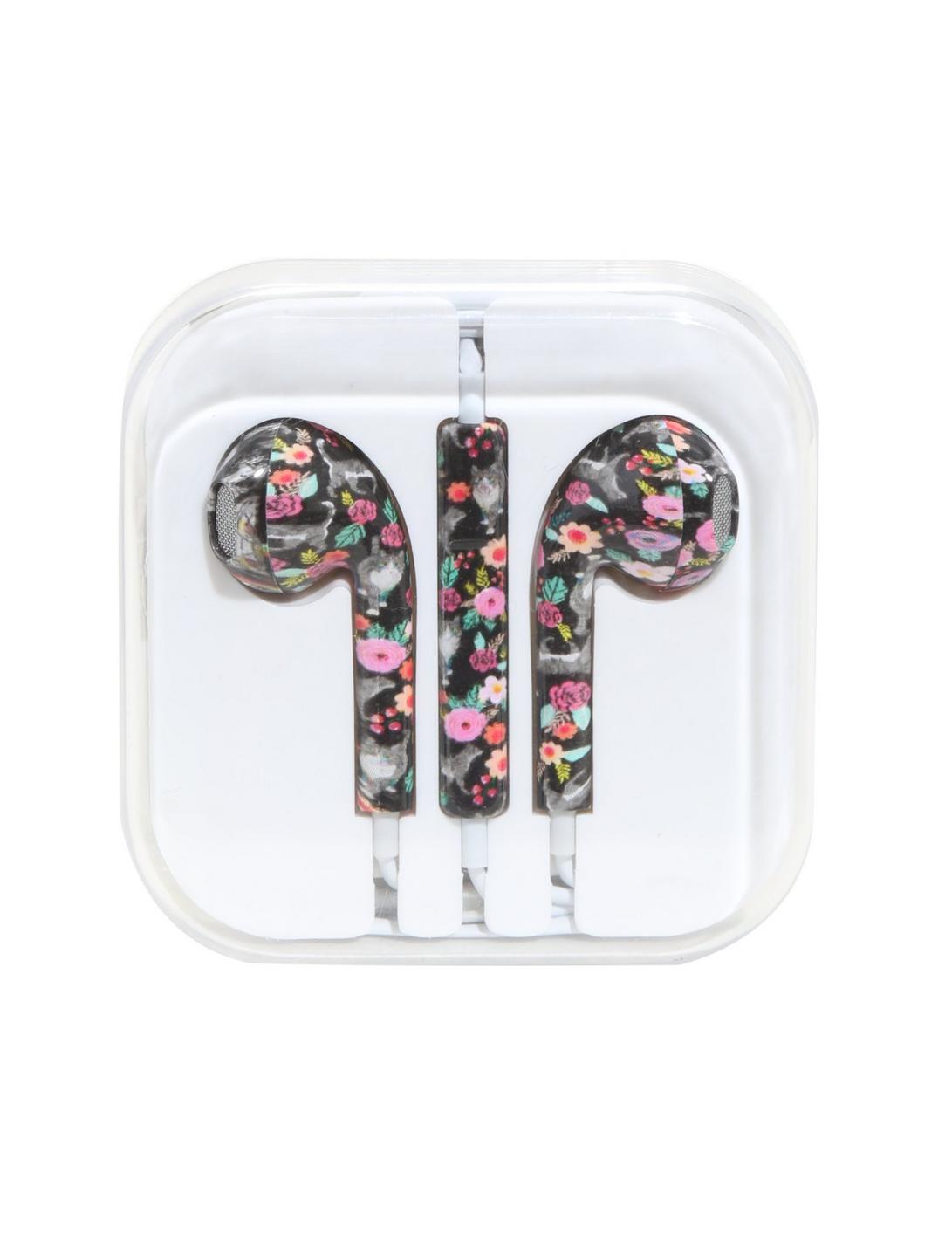Micase Floral Cats Earbuds, , hi-res