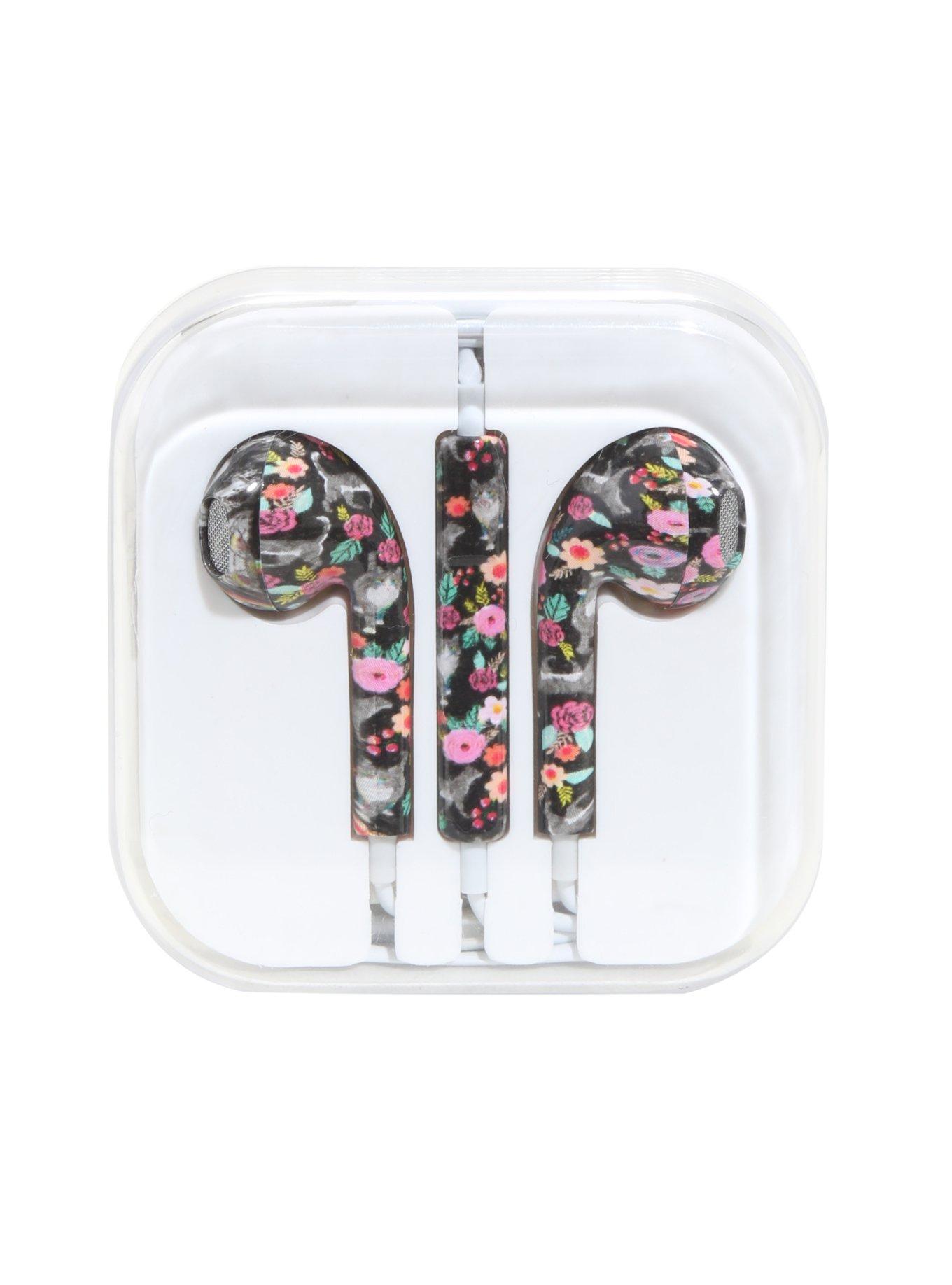 Micase Floral Cats Earbuds, , hi-res
