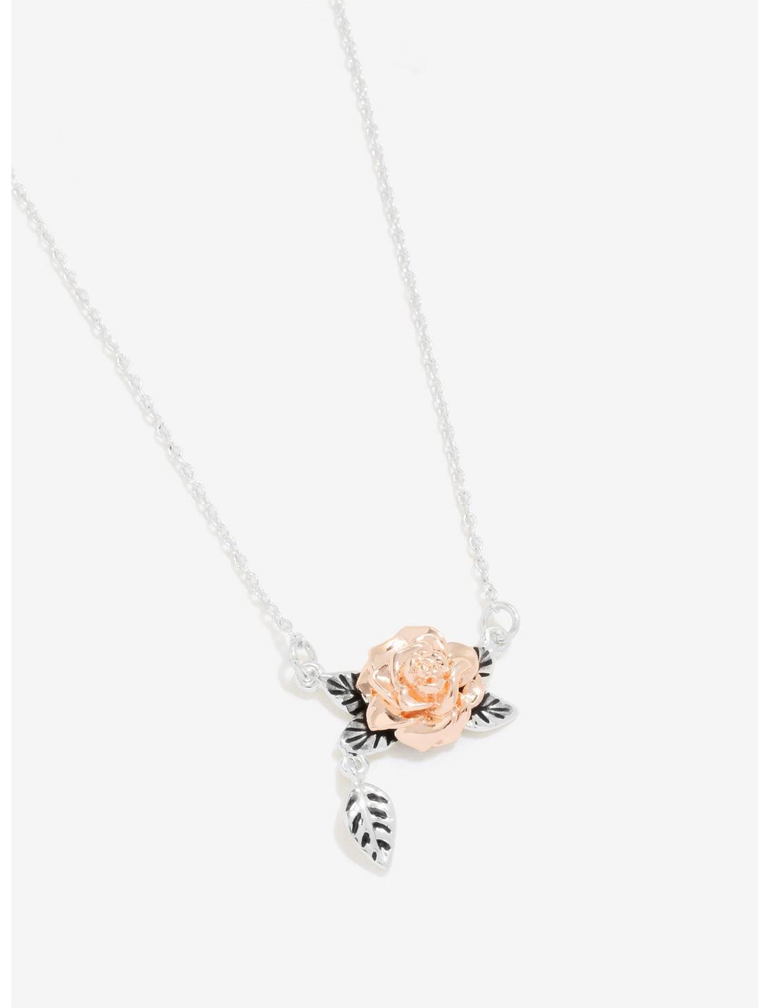 Disney Beauty And The Beast Rose Gold Two-Tone Necklace, , hi-res