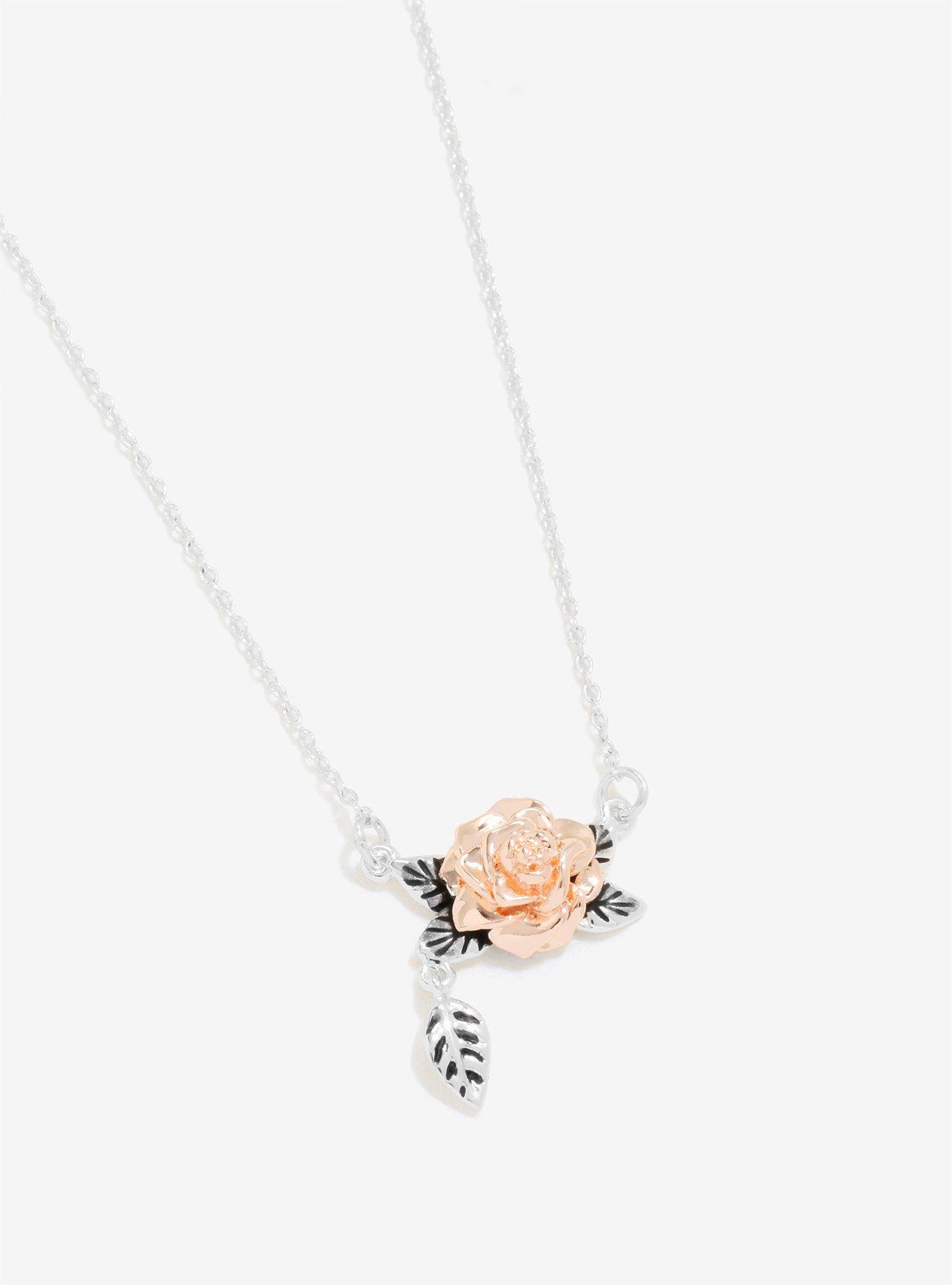 Disney Beauty And The Beast Rose Gold Two-Tone Necklace, , hi-res