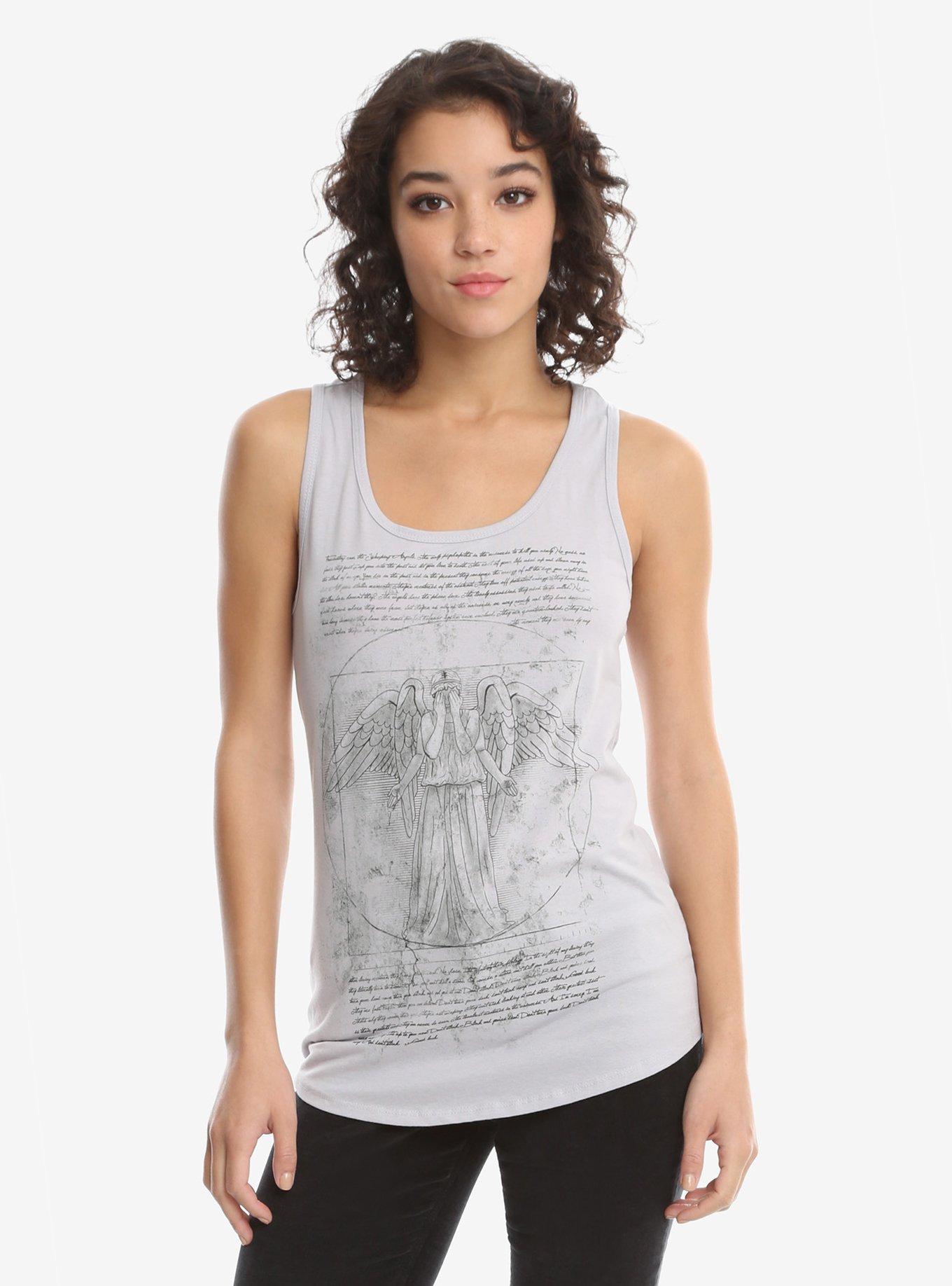 Doctor Who Vitruvian Angel Tank Top, GREY, hi-res