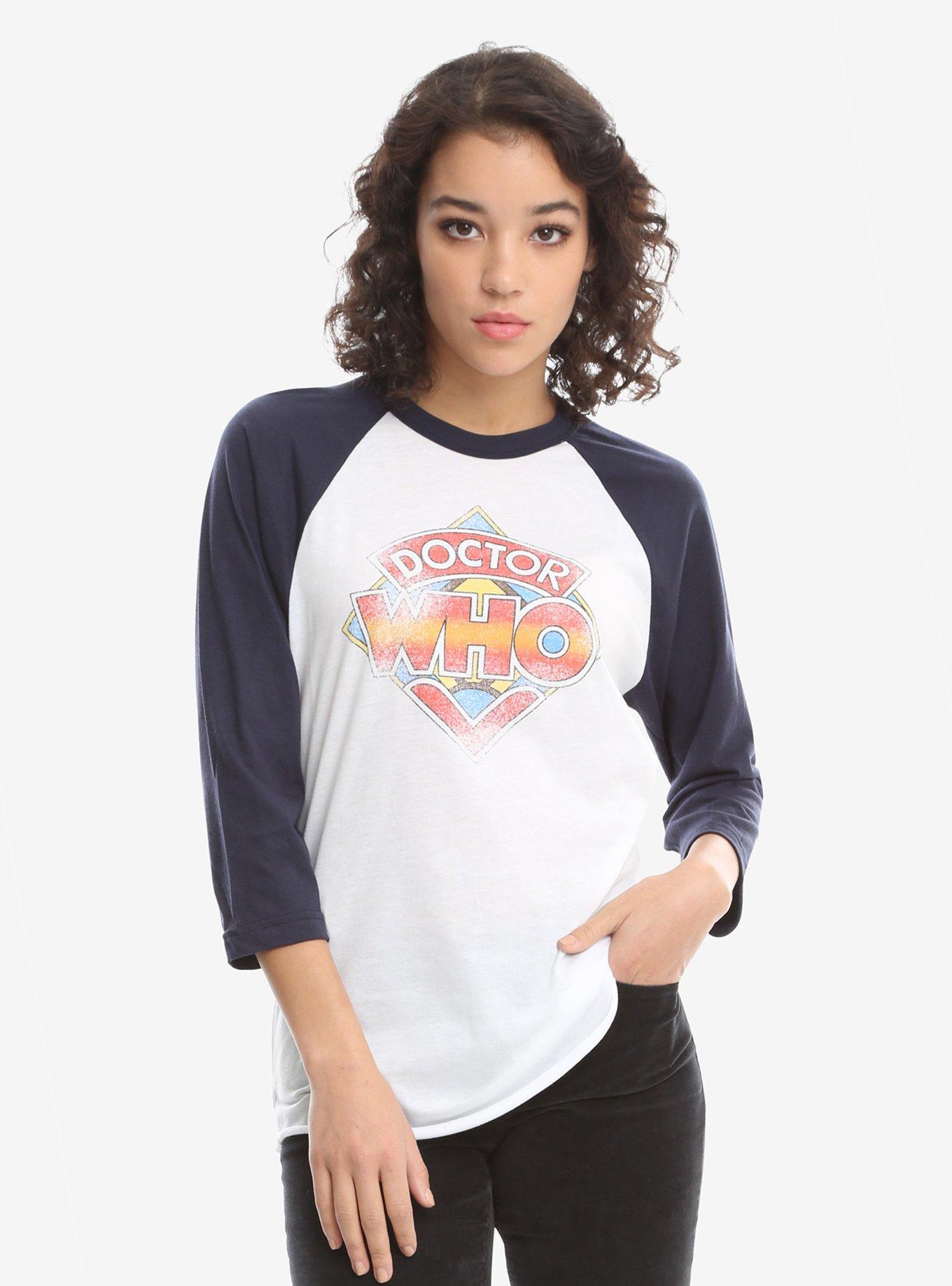 Doctor Who Retro Logo Raglan, WHITE, hi-res