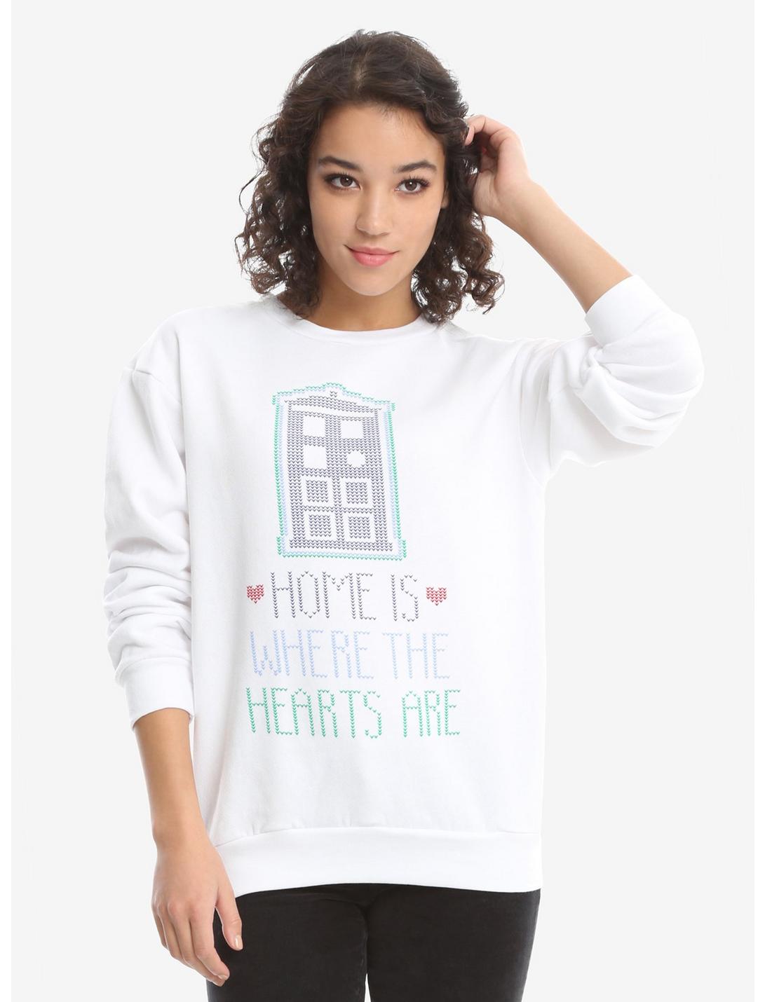 Doctor Who Home Is Where Hearts Are Sweatshirt, WHITE, hi-res
