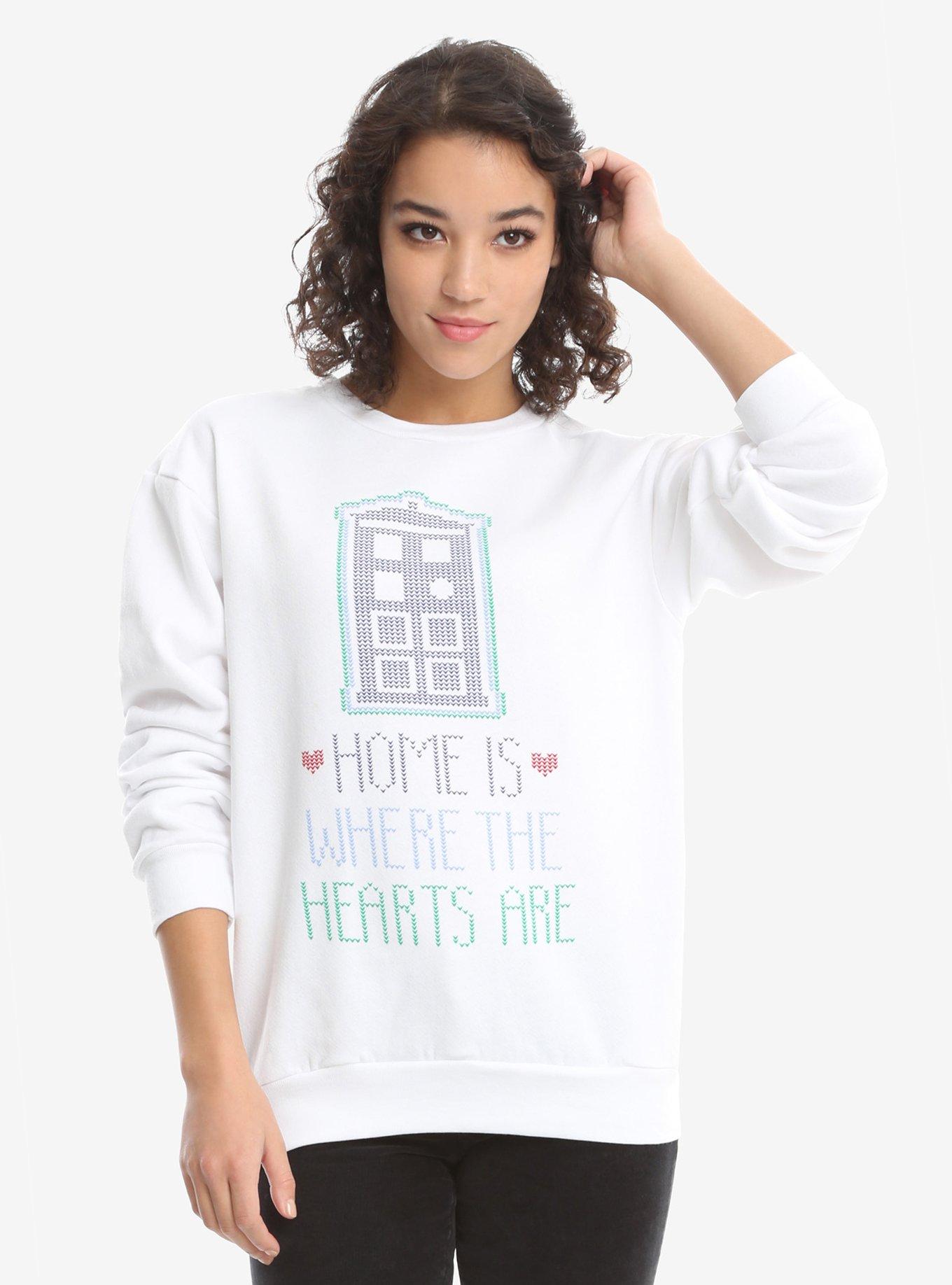Doctor Who Home Is Where Hearts Are Sweatshirt, WHITE, hi-res