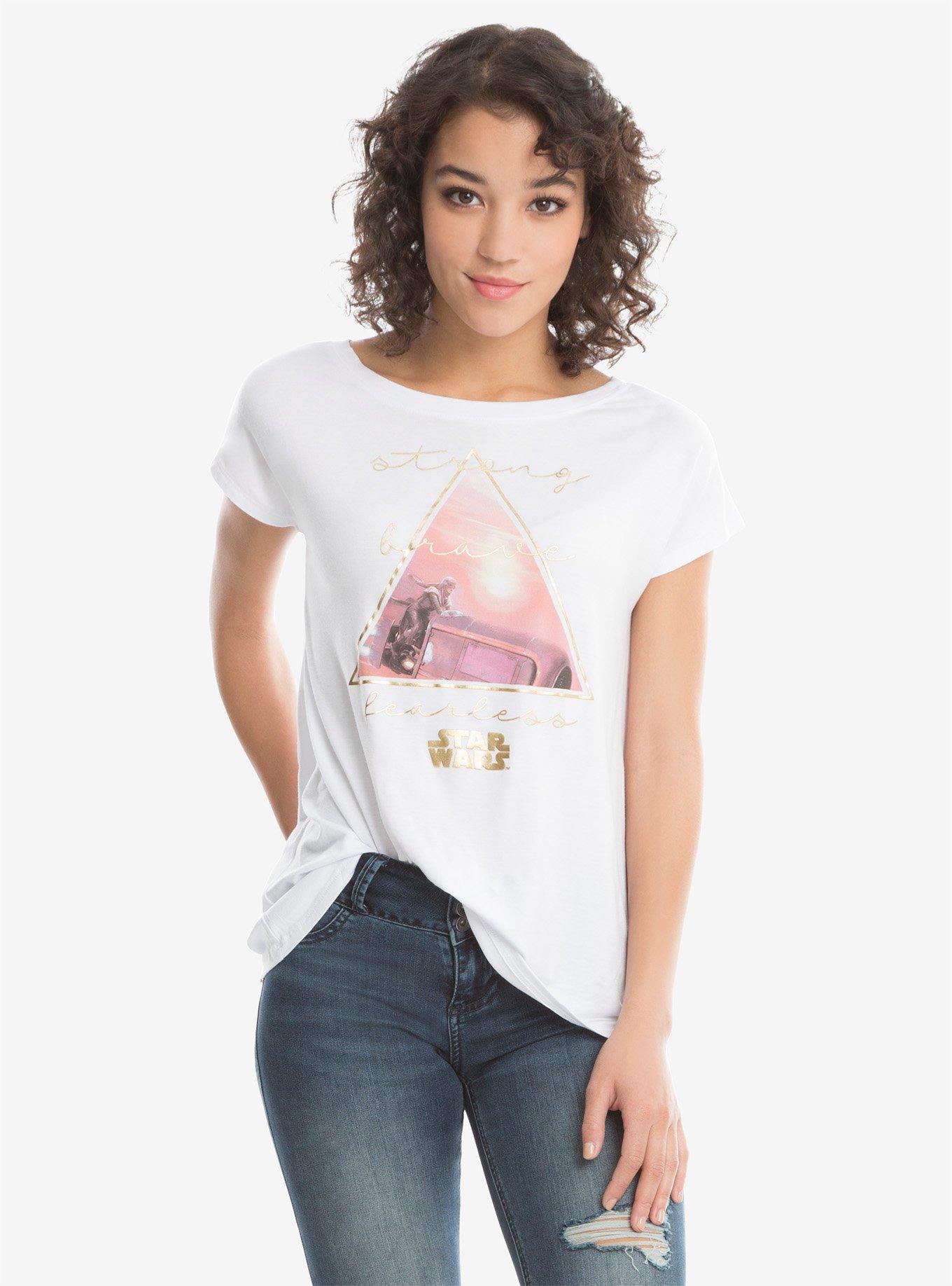 Star Wars: The Force Awakens Rey Strong Brave Fearless T-Shirt, WHITE, hi-res