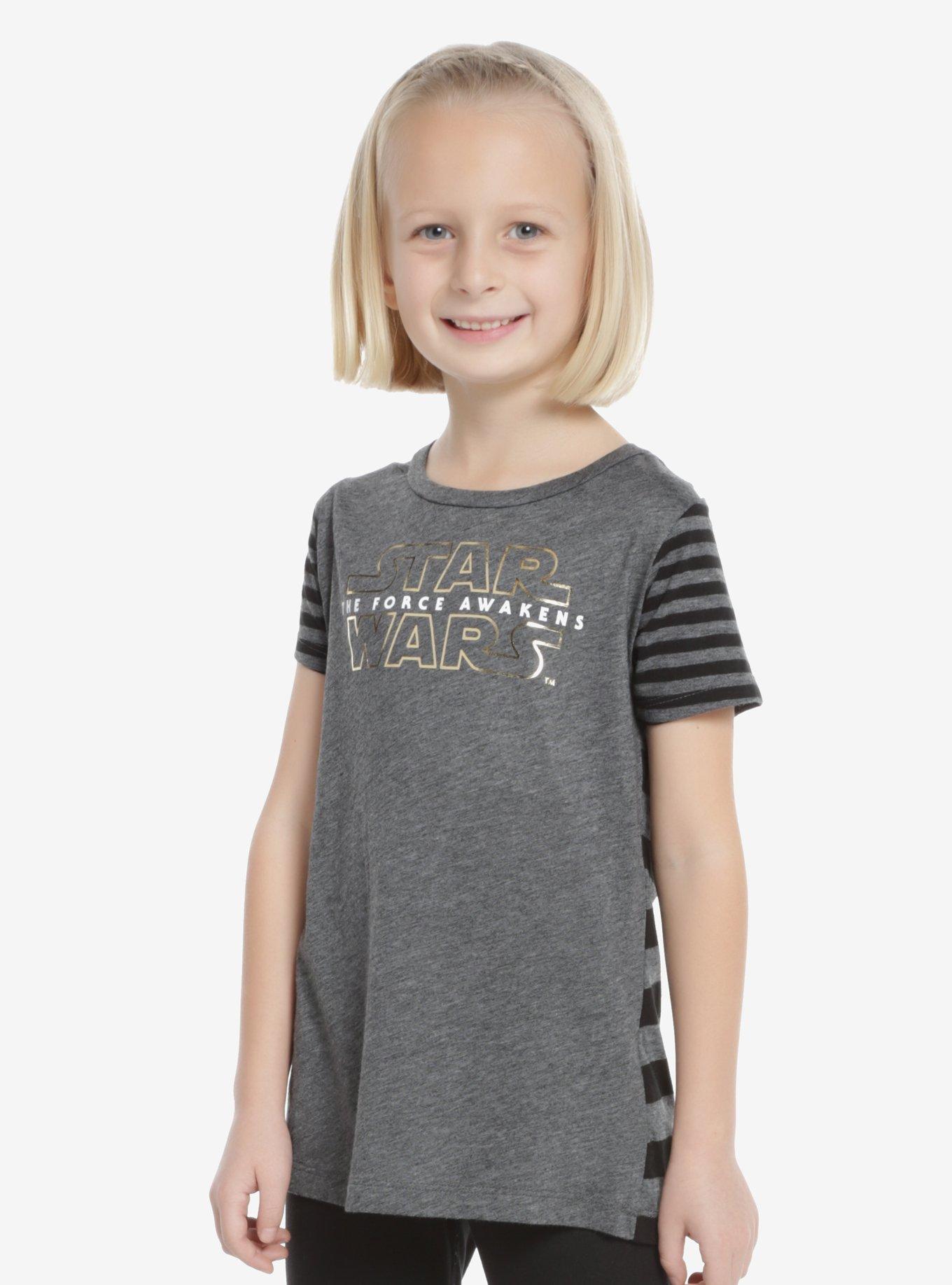 Star Wars: The Force Awakens Gold Foil Logo Youth T-Shirt, BLACK, hi-res
