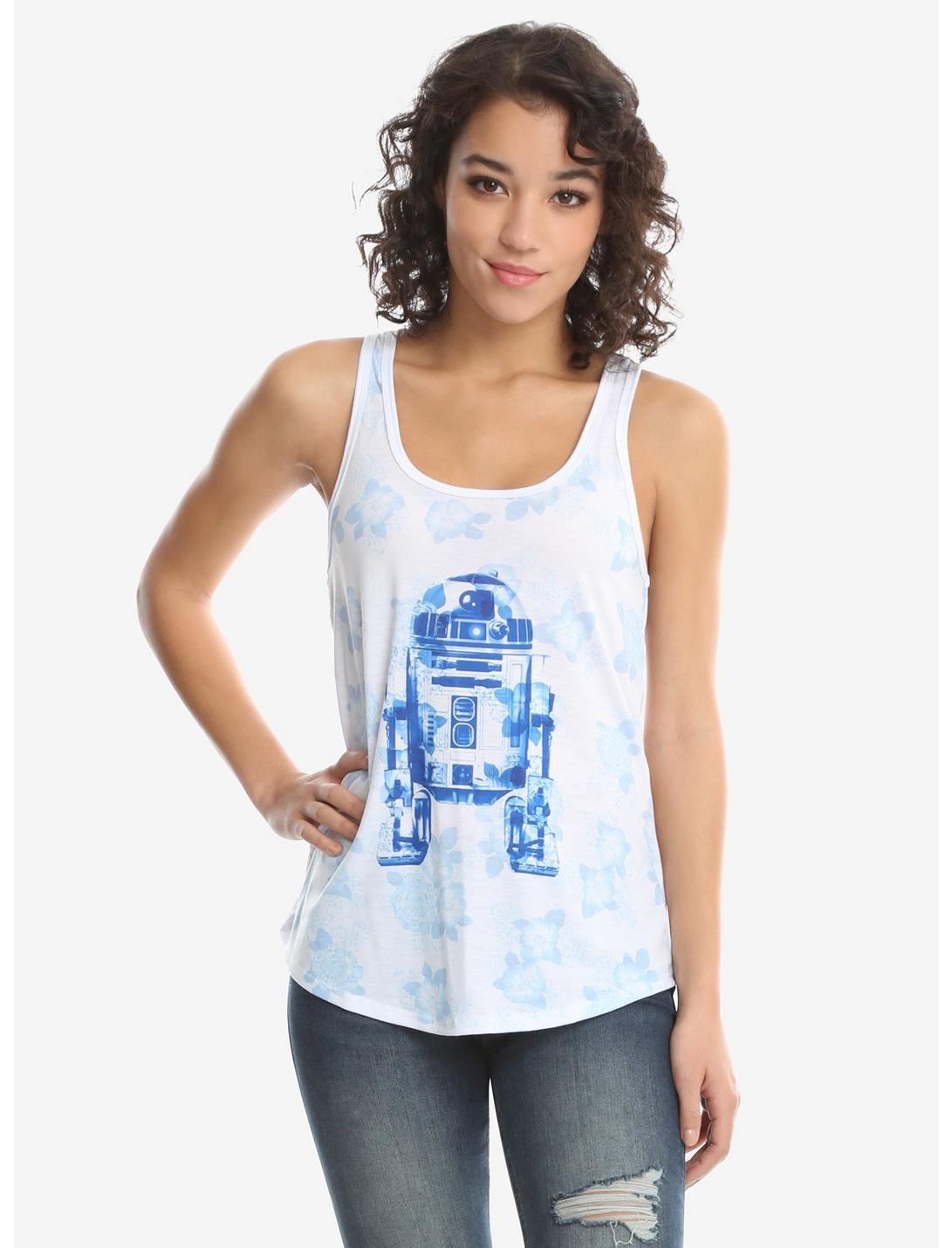 Star Wars R2-D2 Blue Floral Sublimation Tank Top, LIGHT BLUE, hi-res