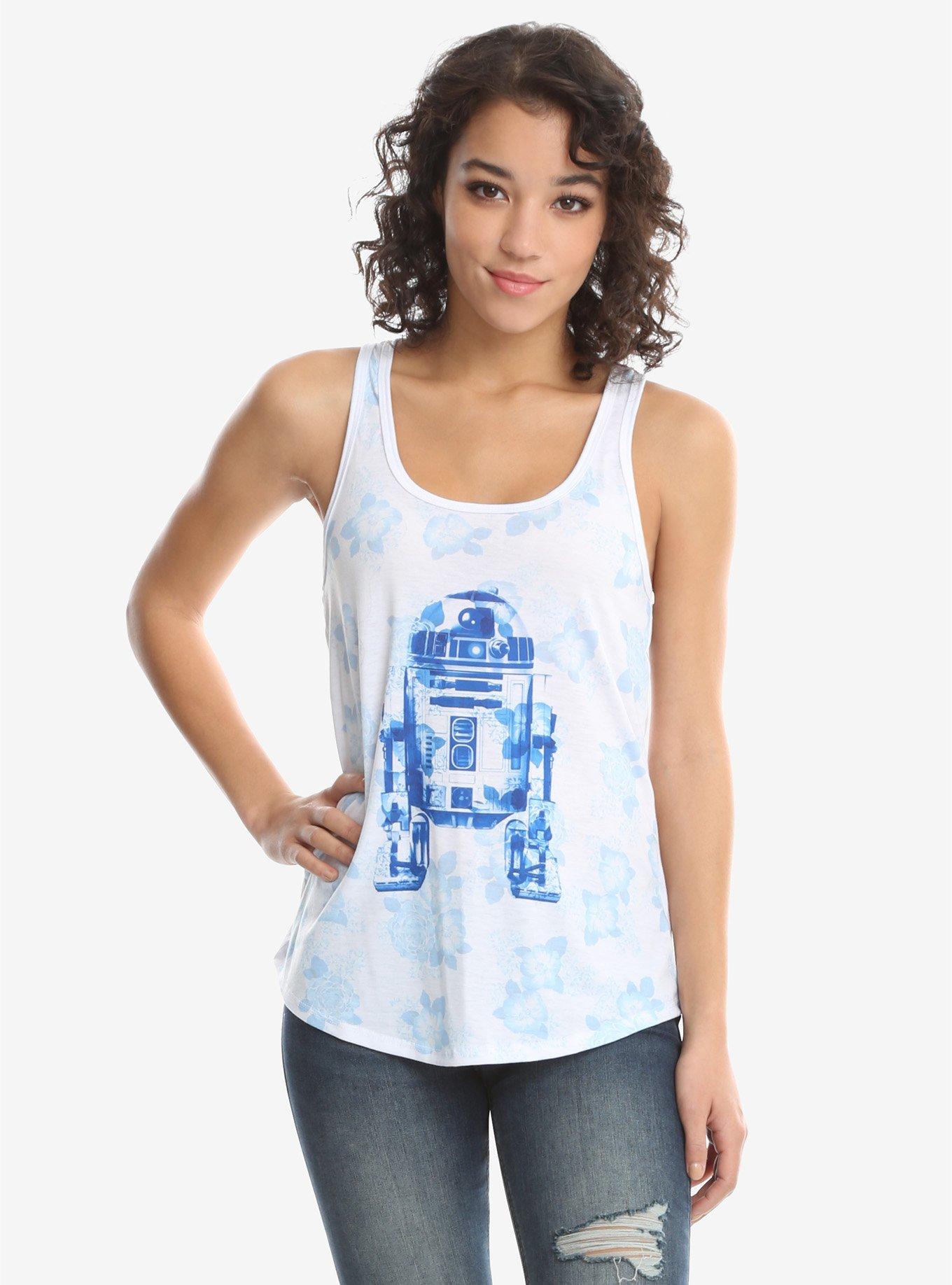 Star Wars R2-D2 Blue Floral Sublimation Tank Top, LIGHT BLUE, hi-res