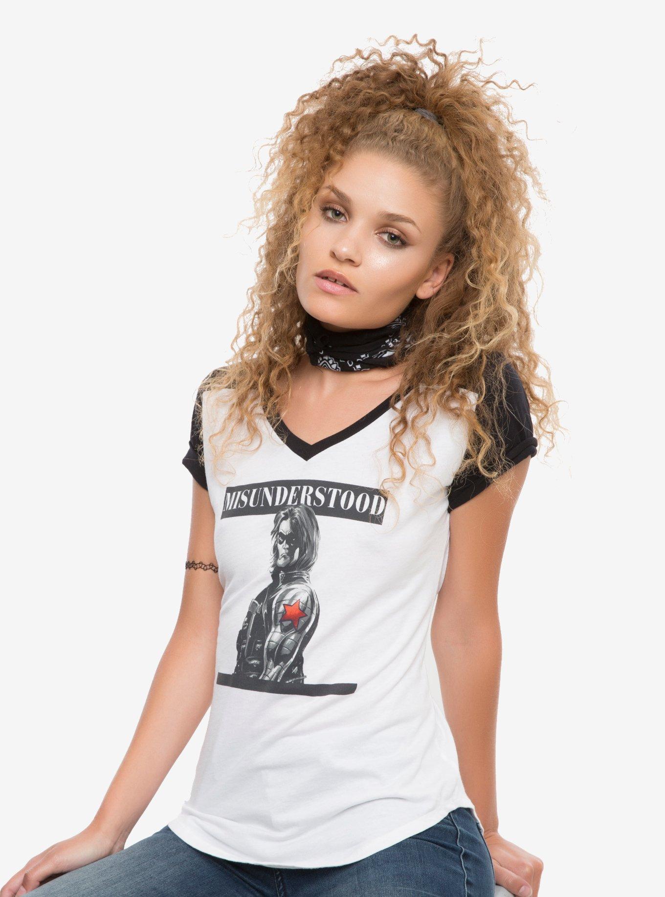 Marvel Captain America: Winter Soldier Bucky Misunderstood Short-Sleeved Raglan, WHITE, hi-res