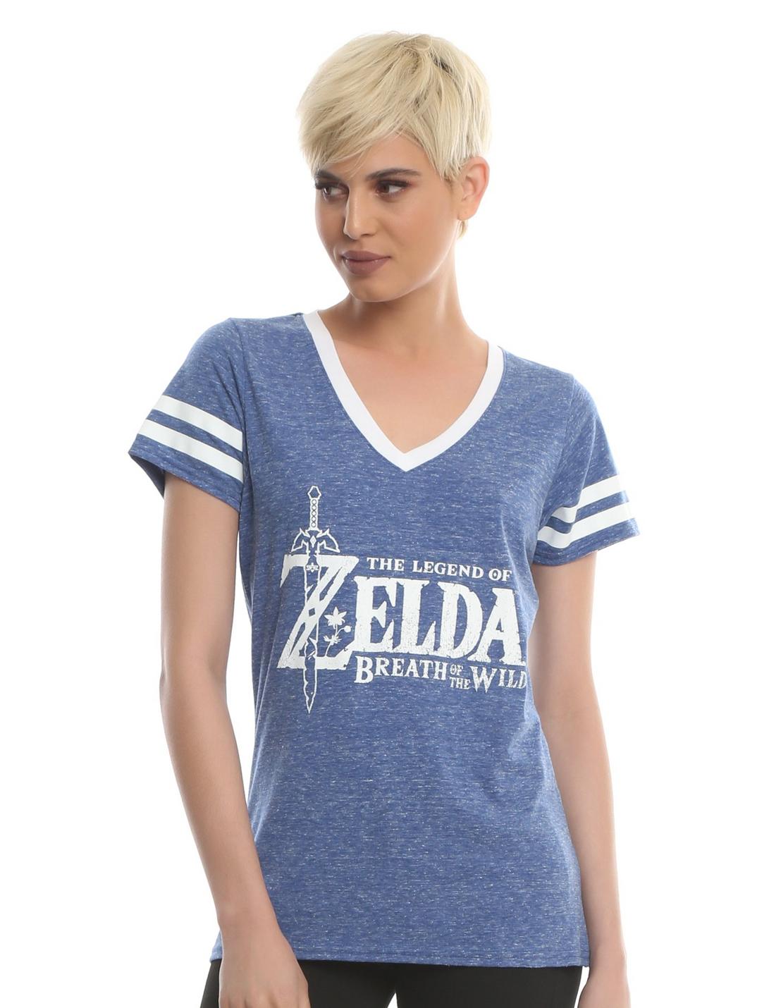 The Legend Of Zelda: Breath Of The Wild Girls Athletic V-Neck T-Shirt, LIGHT BLUE, hi-res