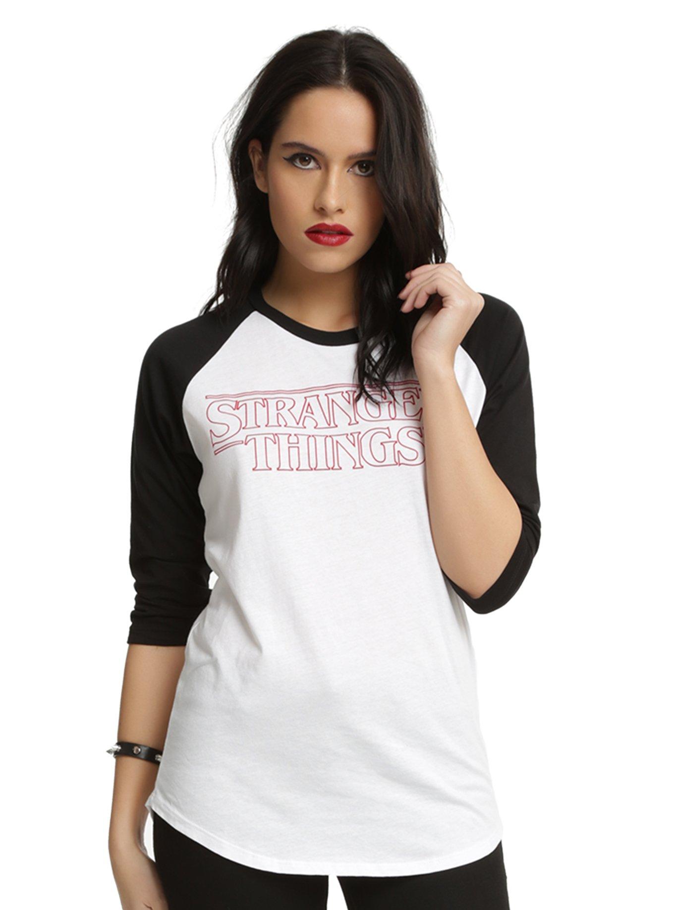 Stranger Things Logo Girls Raglan, WHITE, hi-res