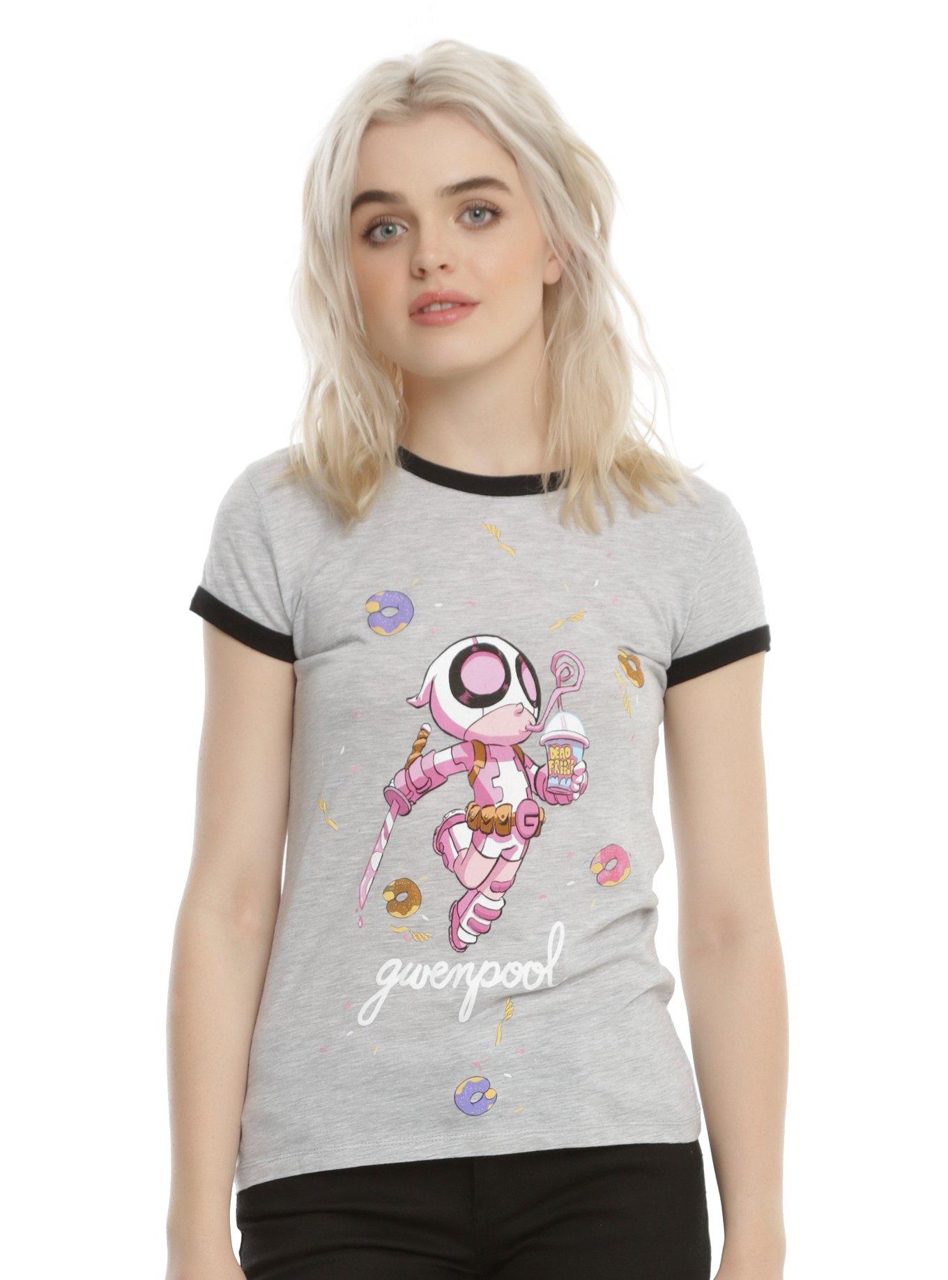 Marvel Gwenpool Donuts Girls Ringer T-Shirt, HEATHER GREY, hi-res