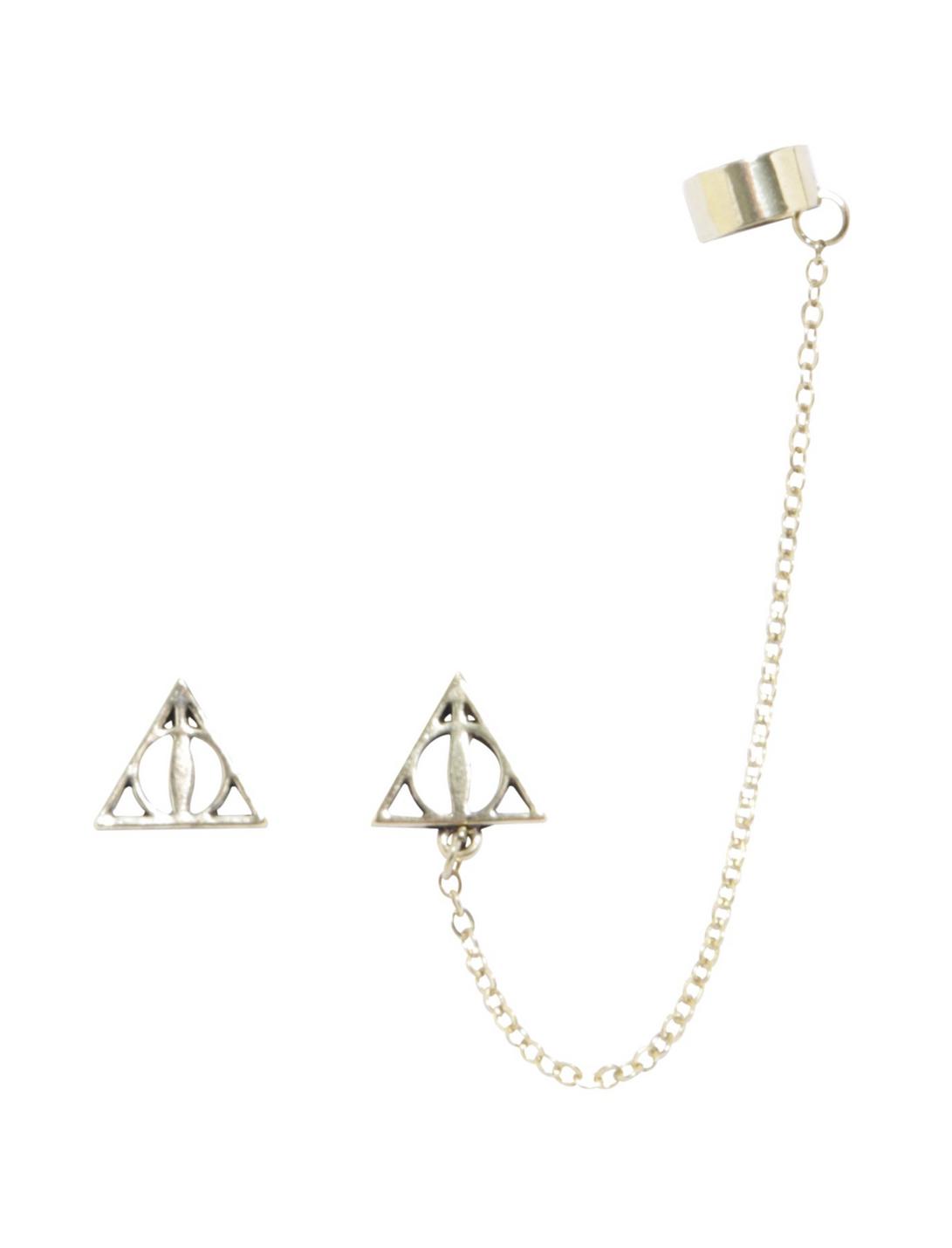 Harry Potter Deathly Hallows Cuff Earrings, , hi-res