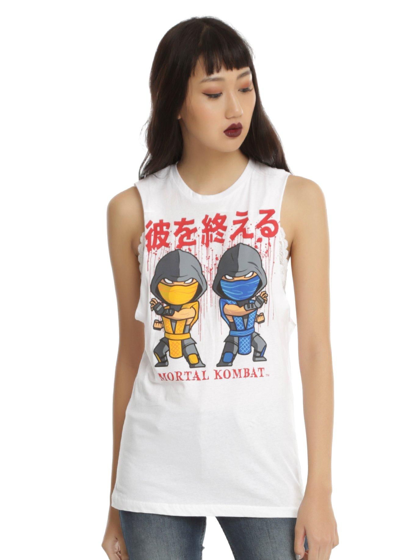 Mortal Kombat Chibi Girls Muscle Top, WHITE, hi-res