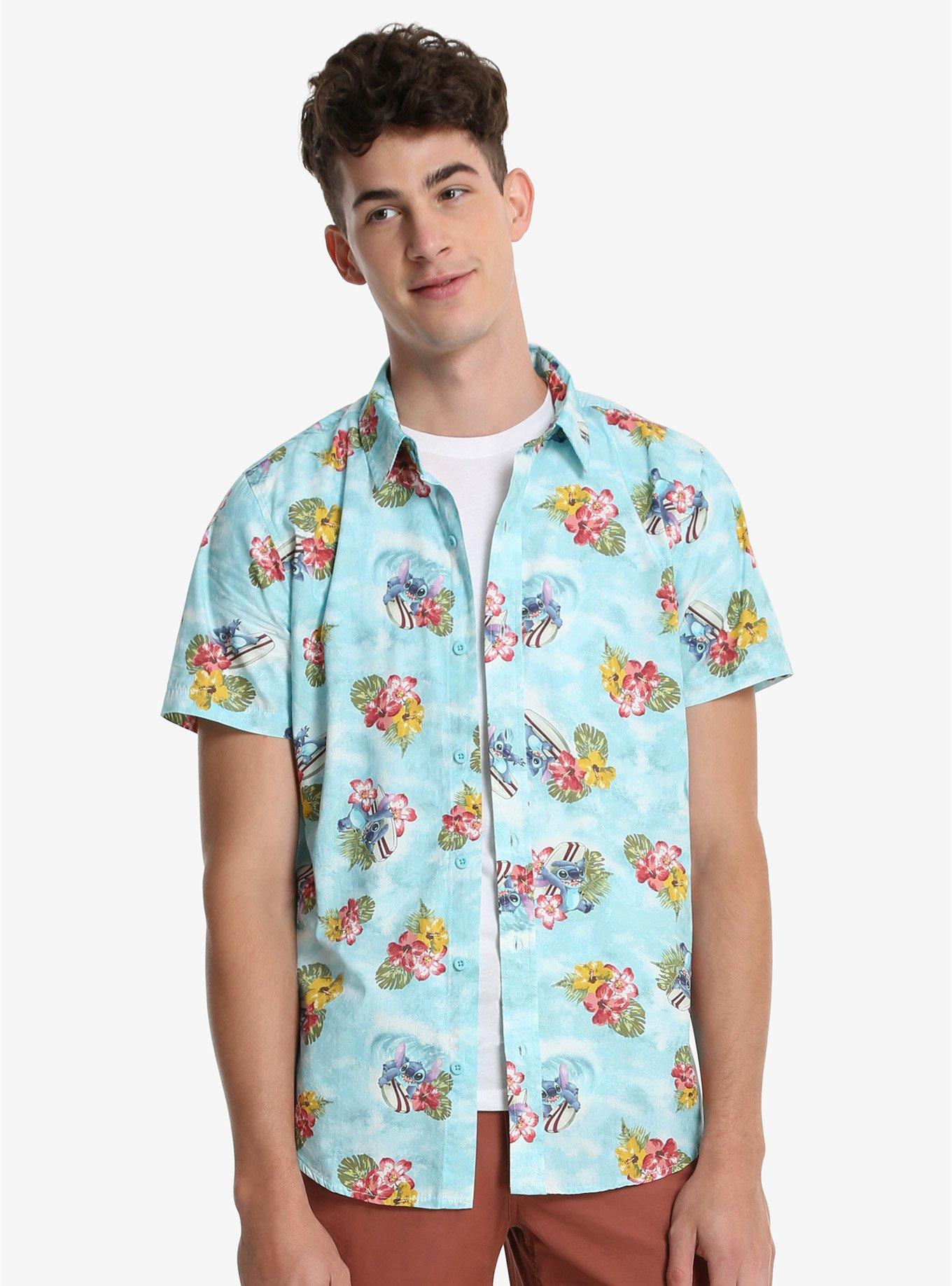 Disney Lilo & Stitch Hawaiian Short Sleeve Woven Button-Up