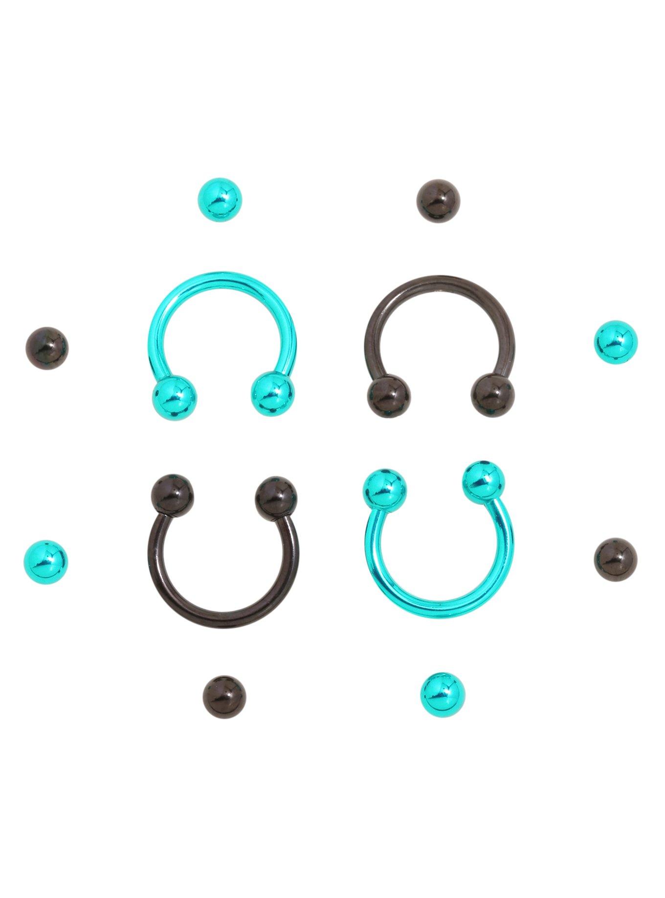 Steel Teal & Black Circular Barbell 4 Pack, MULTI, hi-res