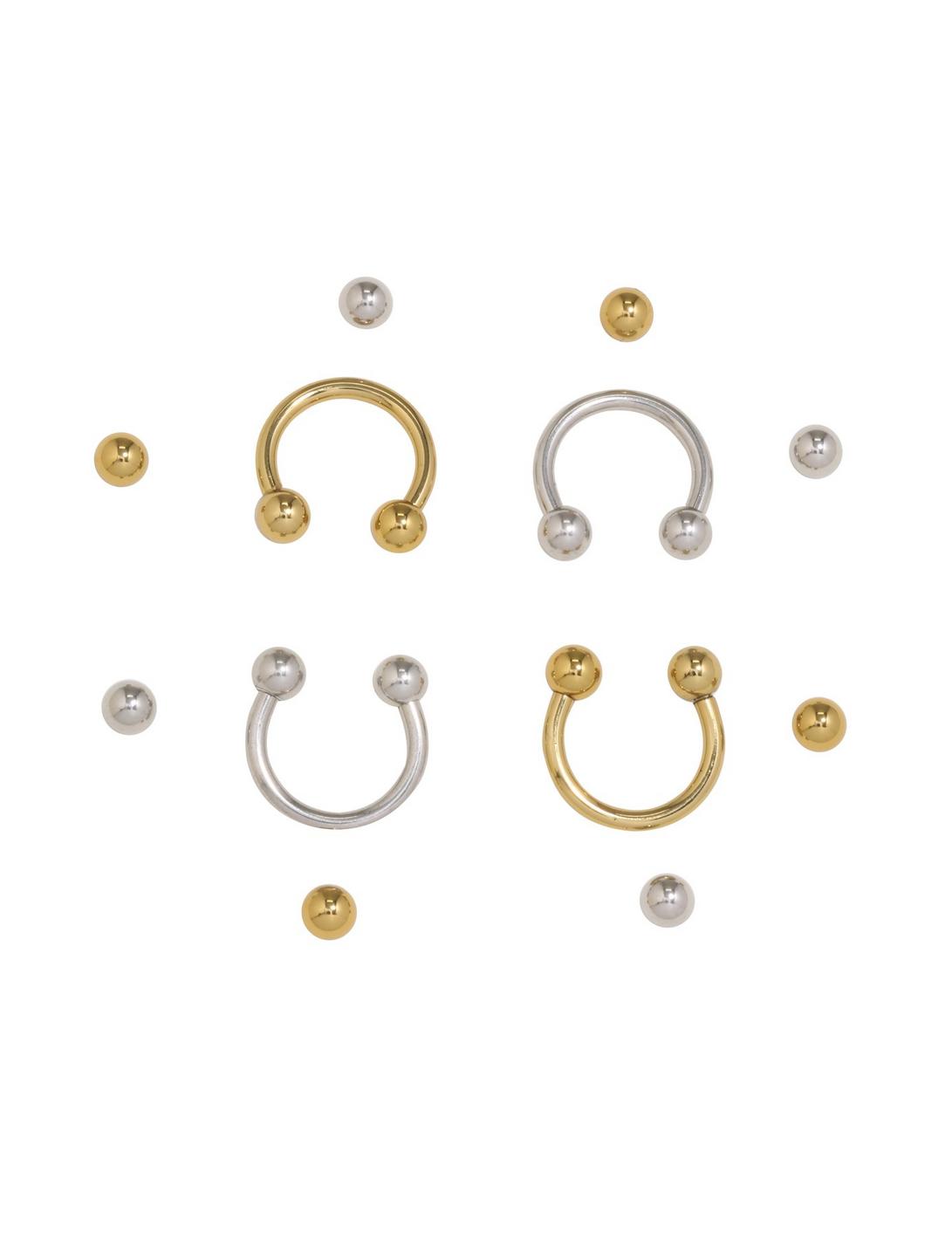 Steel Basic Silver & Gold Circular Barbell 4 Pack, MULTI, hi-res