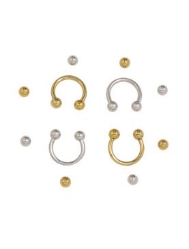 Steel Basic Silver & Gold Circular Barbell 4 Pack, , hi-res