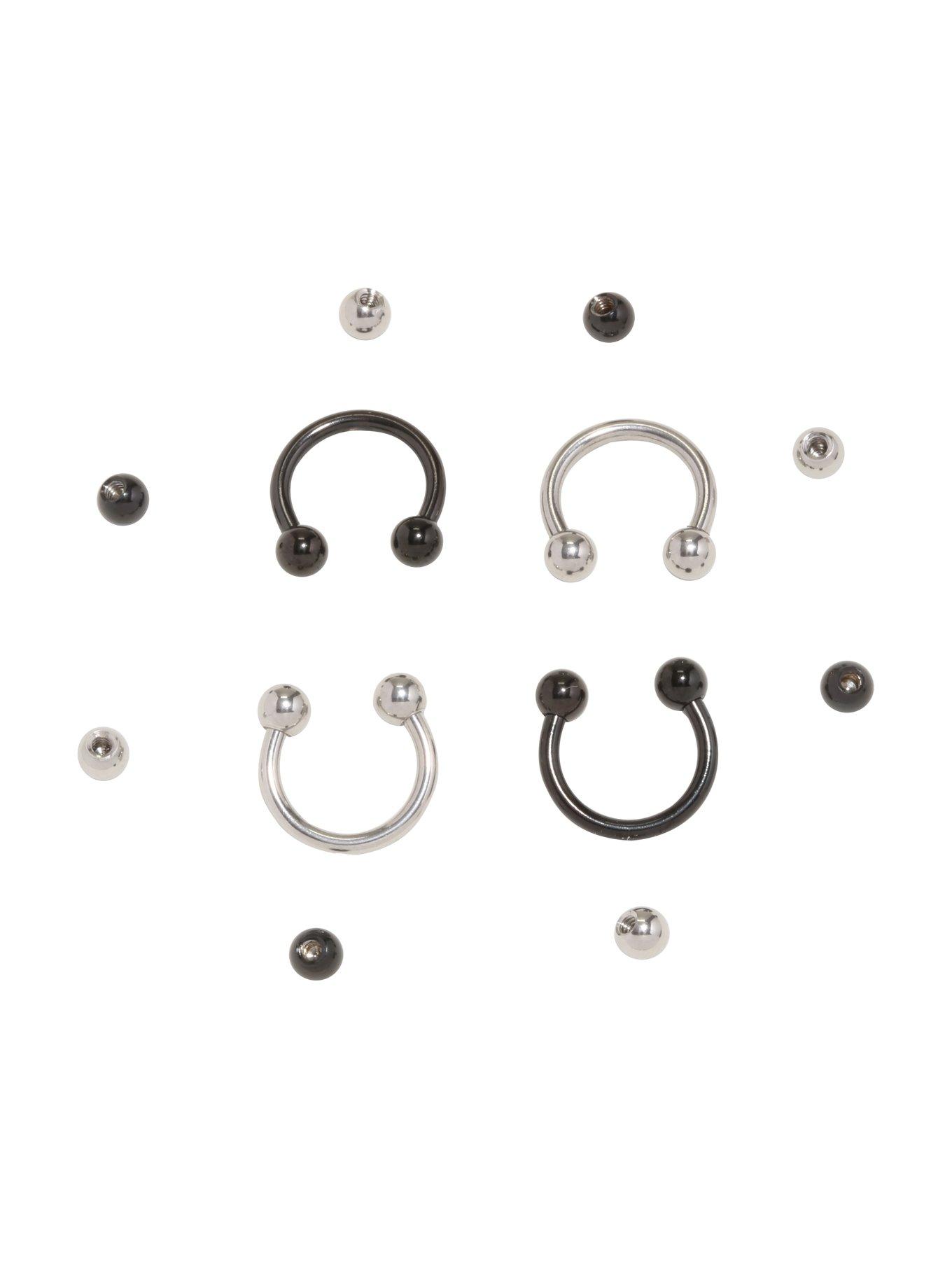 Steel Basic Silver  Black Circular Barbell 4 Pack