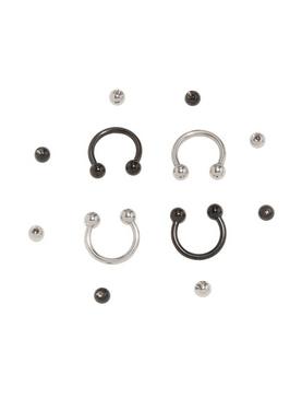 Steel Basic Silver & Black Circular Barbell 4 Pack, , hi-res