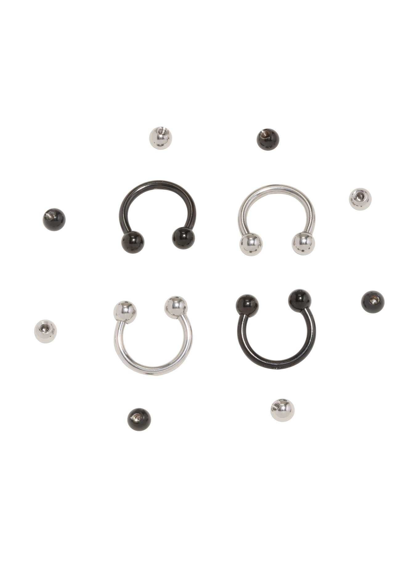 Steel Basic Silver & Black Circular Barbell 4 Pack, , hi-res