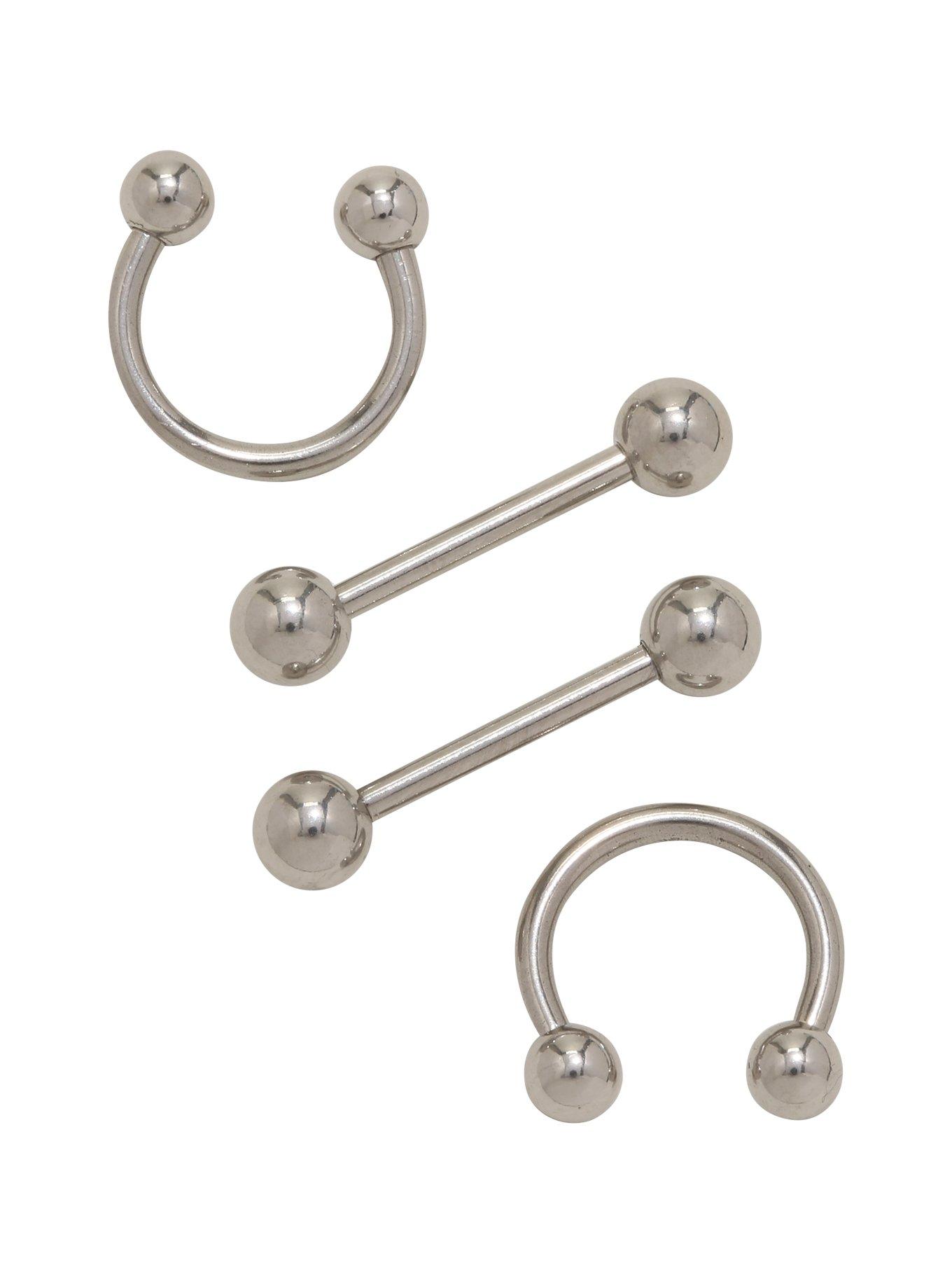 14G Basic Steel Nipple Barbell 4 Pack Hot Topic