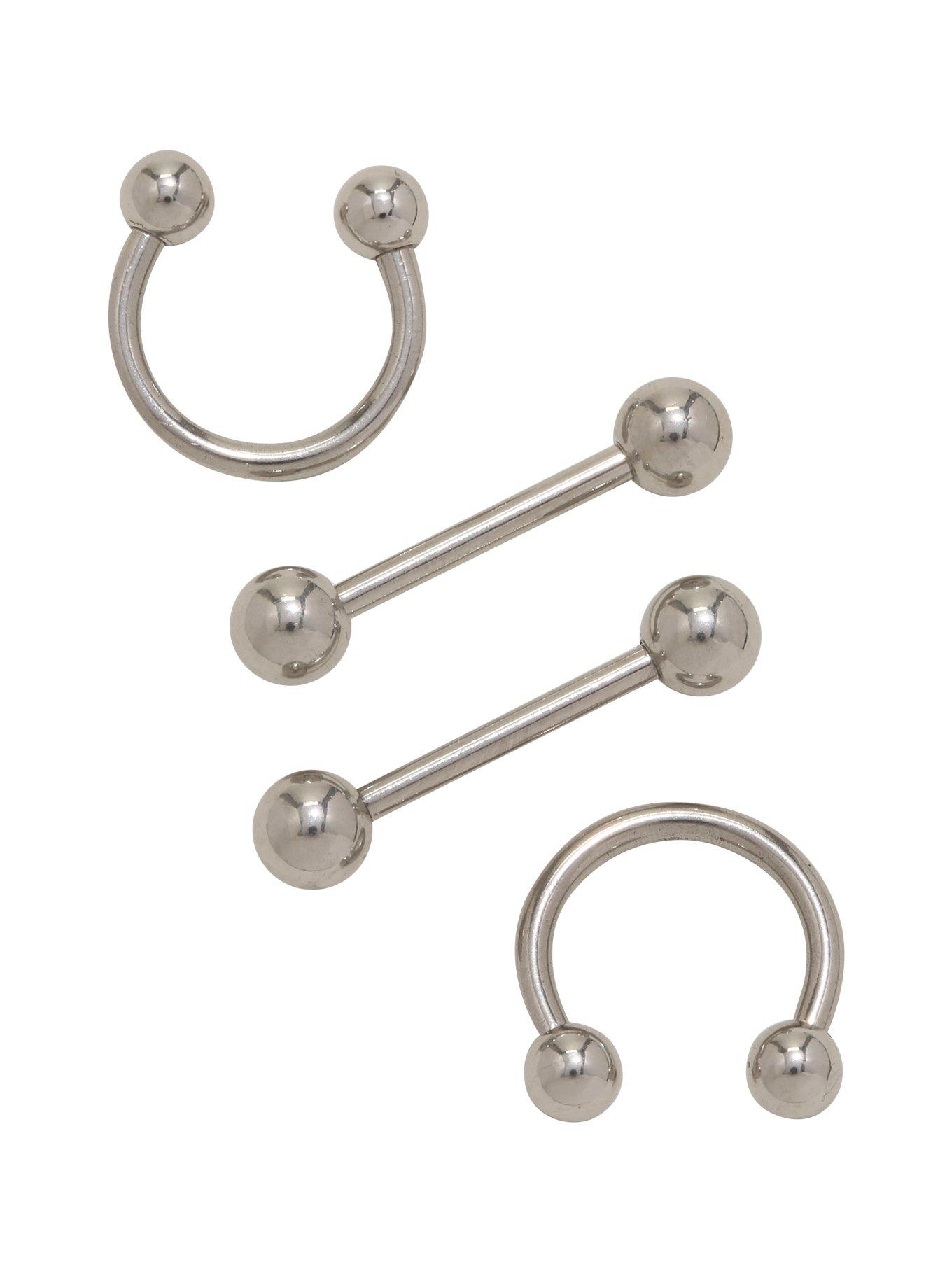 14G Basic Steel Nipple Barbell 4 Pack, , hi-res