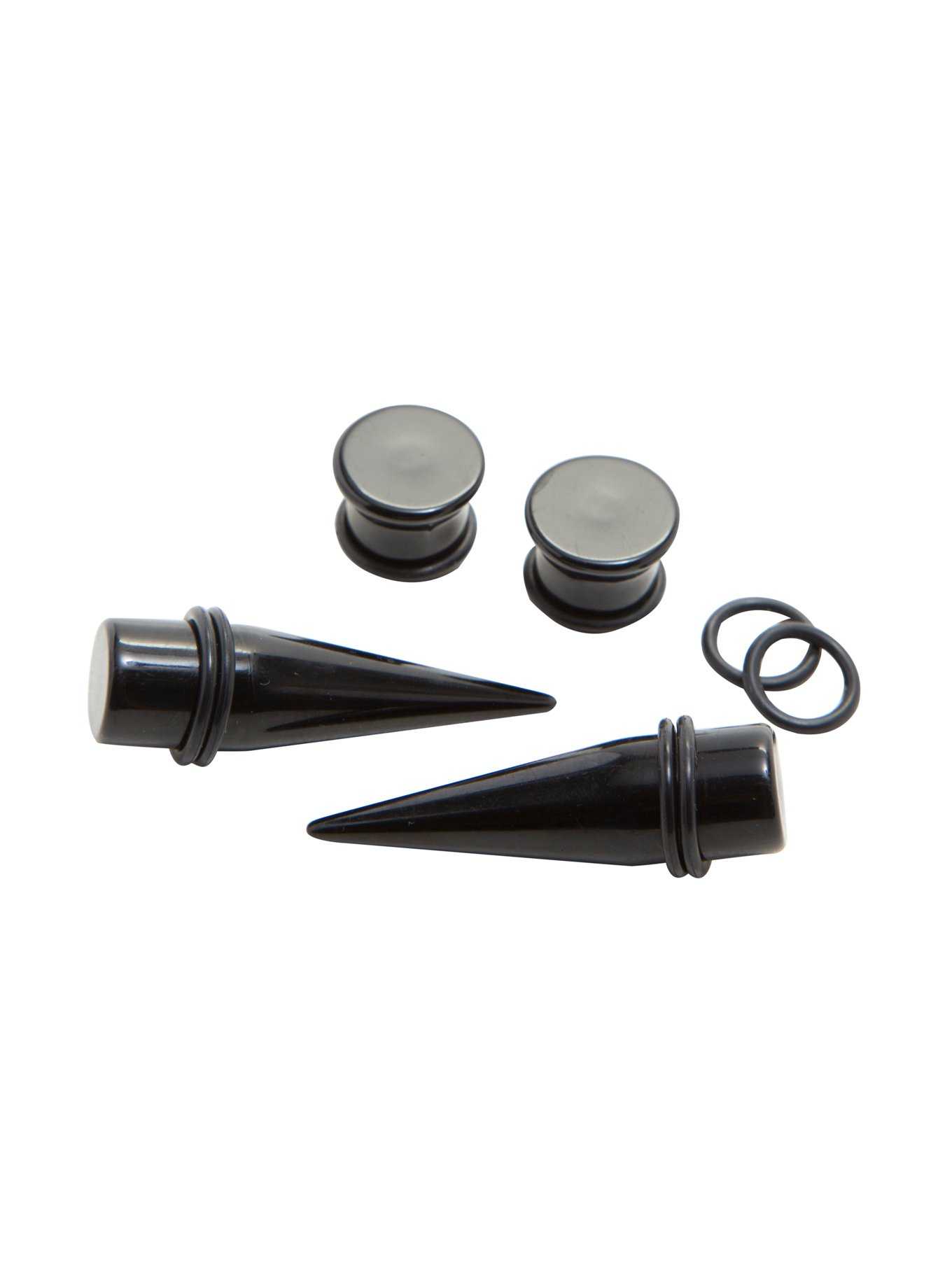 Acrylic Black Taper & Plug 4 Pack, , hi-res