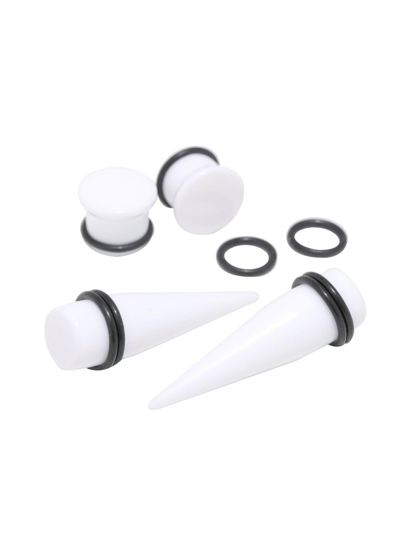 Acrylic White Taper & Plug 4 Pack, WHITE, hi-res