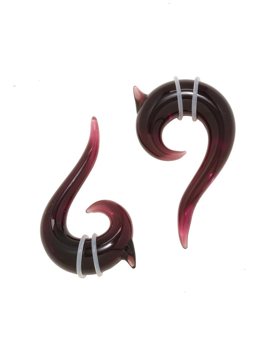 Glass Purple Horn Spiral Pincher 2 Pack, PURPLE, hi-res