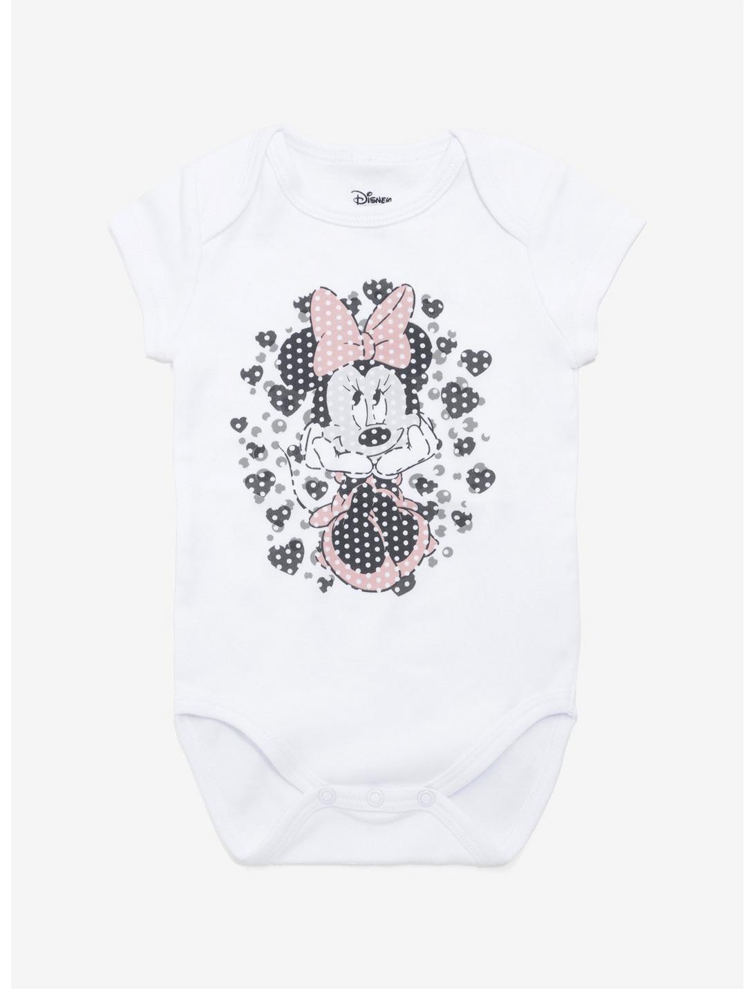 Disney Minnie Mouse Love Point Art Baby Bodysuit, WHITE, hi-res