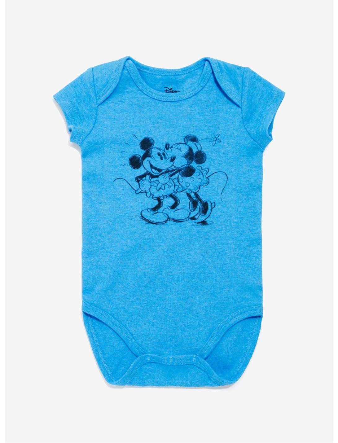 Disney Mickey Mouse And Minnie Mouse Kiss Baby Bodysuit, BLUE, hi-res